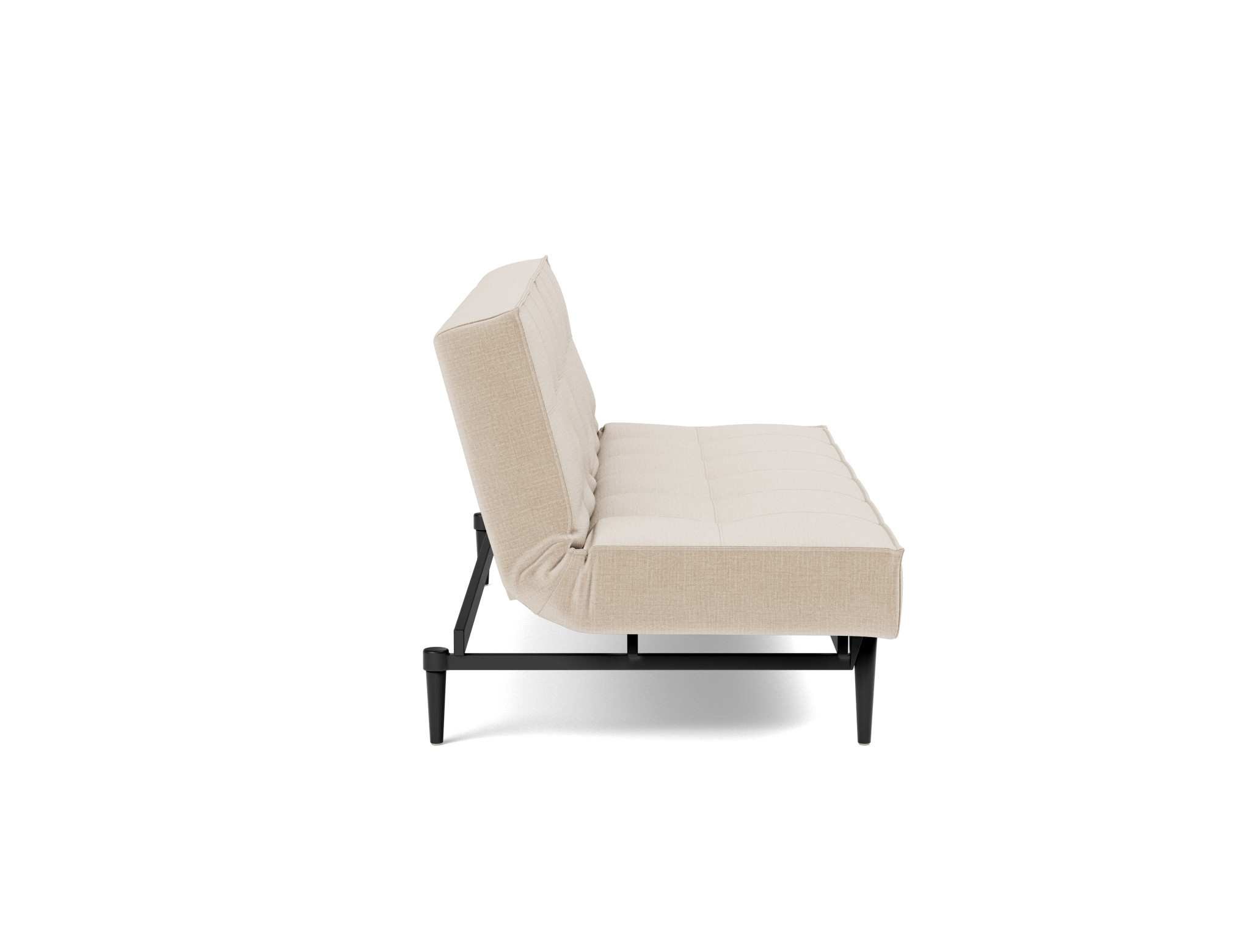 Schlafsofa Splitback Chenille Esina 410-Almond-Beige Beine Styletto Eiche schwarz