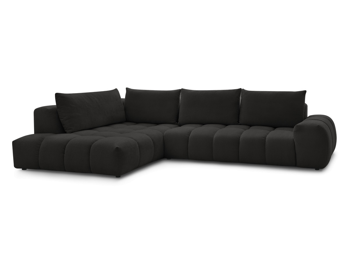 Bobochic Everest Ecksofa, 4 Kissen Strukturstoff Schwarz Ecke links