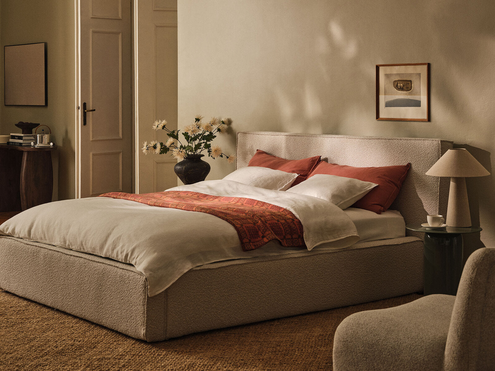 Micadoni Bett Simon Boucle Dunkelbeige 140x200