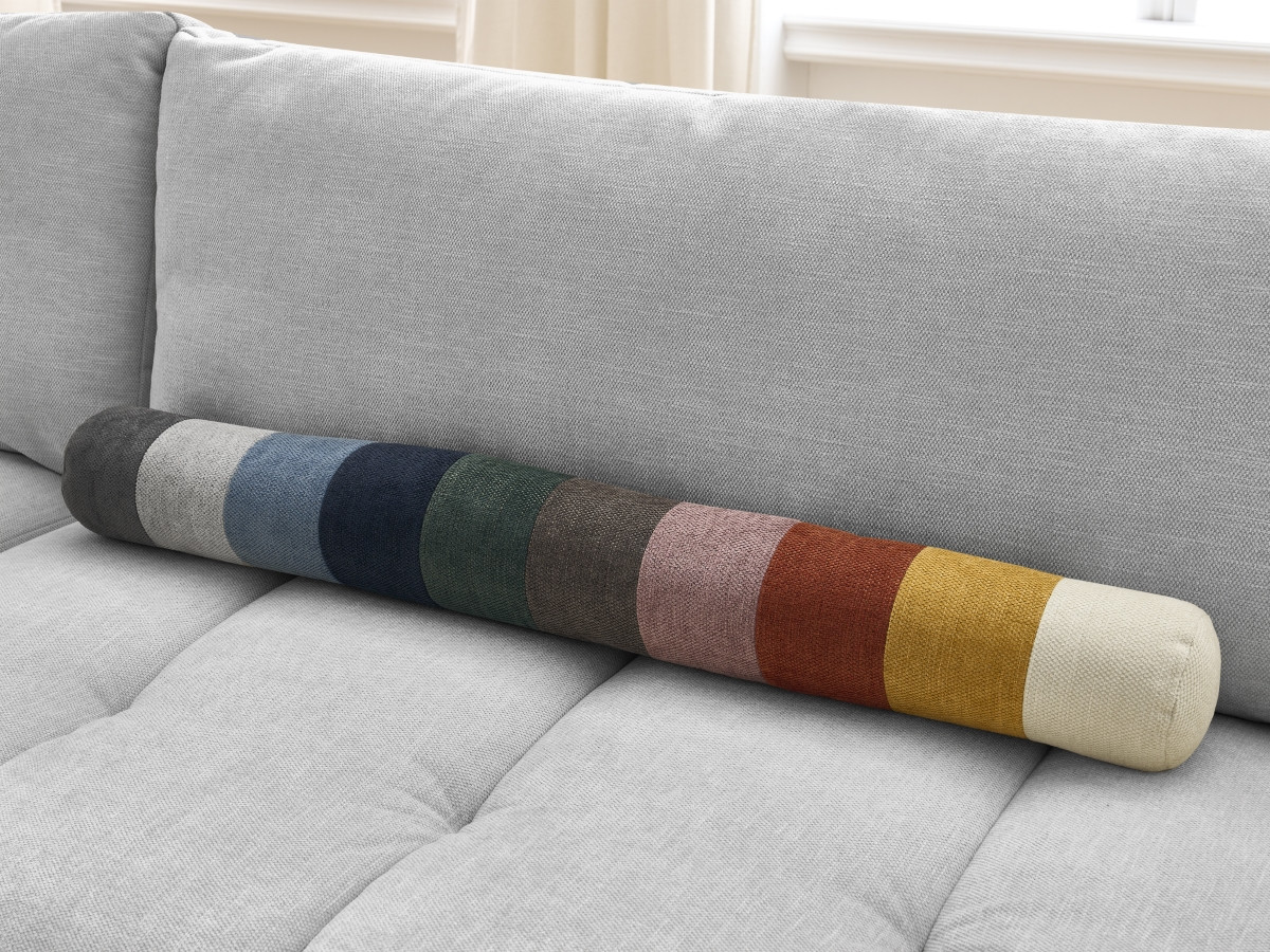Bobochic Fuji Schlafsofa 3-Sitzer mit Bettkasten und Pouf Stoff Hellgrau