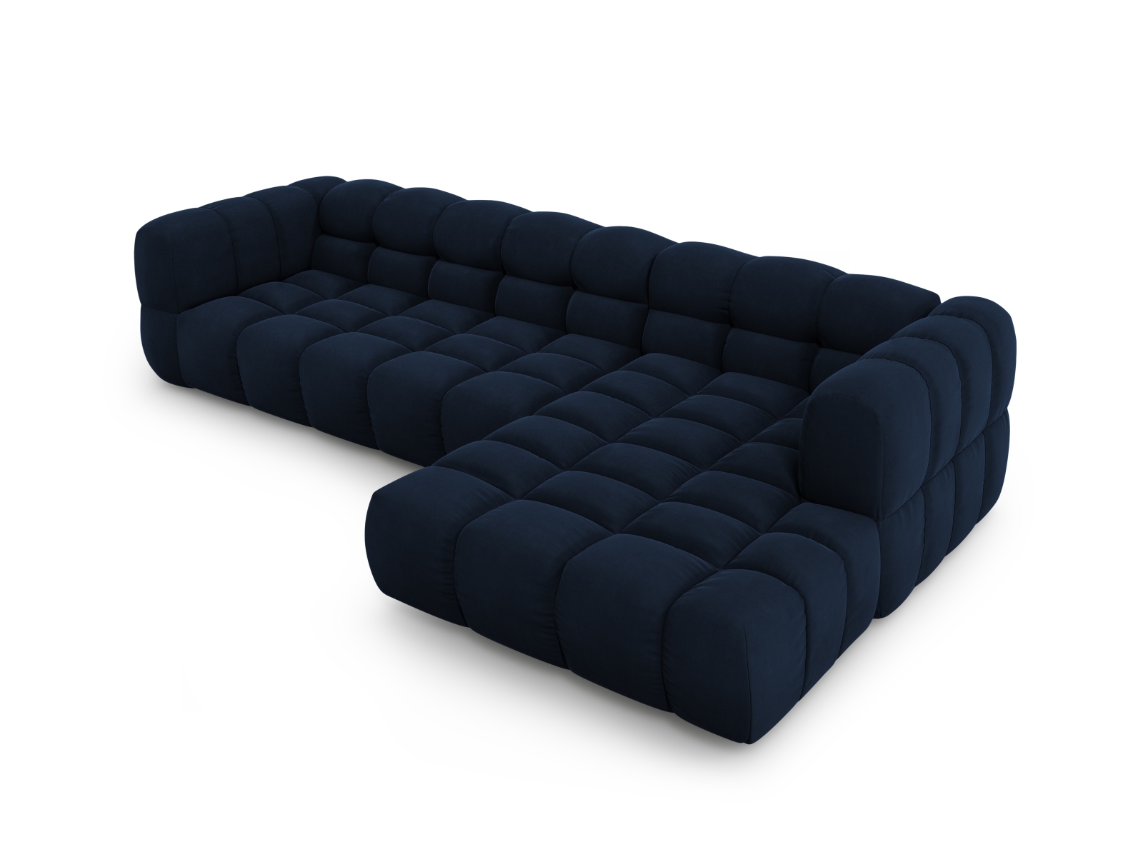 Cosmopolitan Design Ecksofa Sky 4-Sitzer große Version Samt Casino Königsblau Rechts