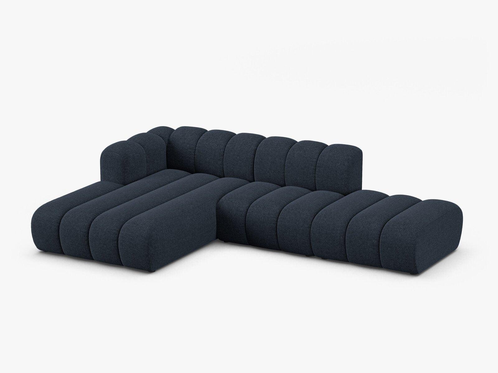 Micadoni Modulares Ecksofa offen Lupine 5-Sitzer Links Chenille Eden Marineblau