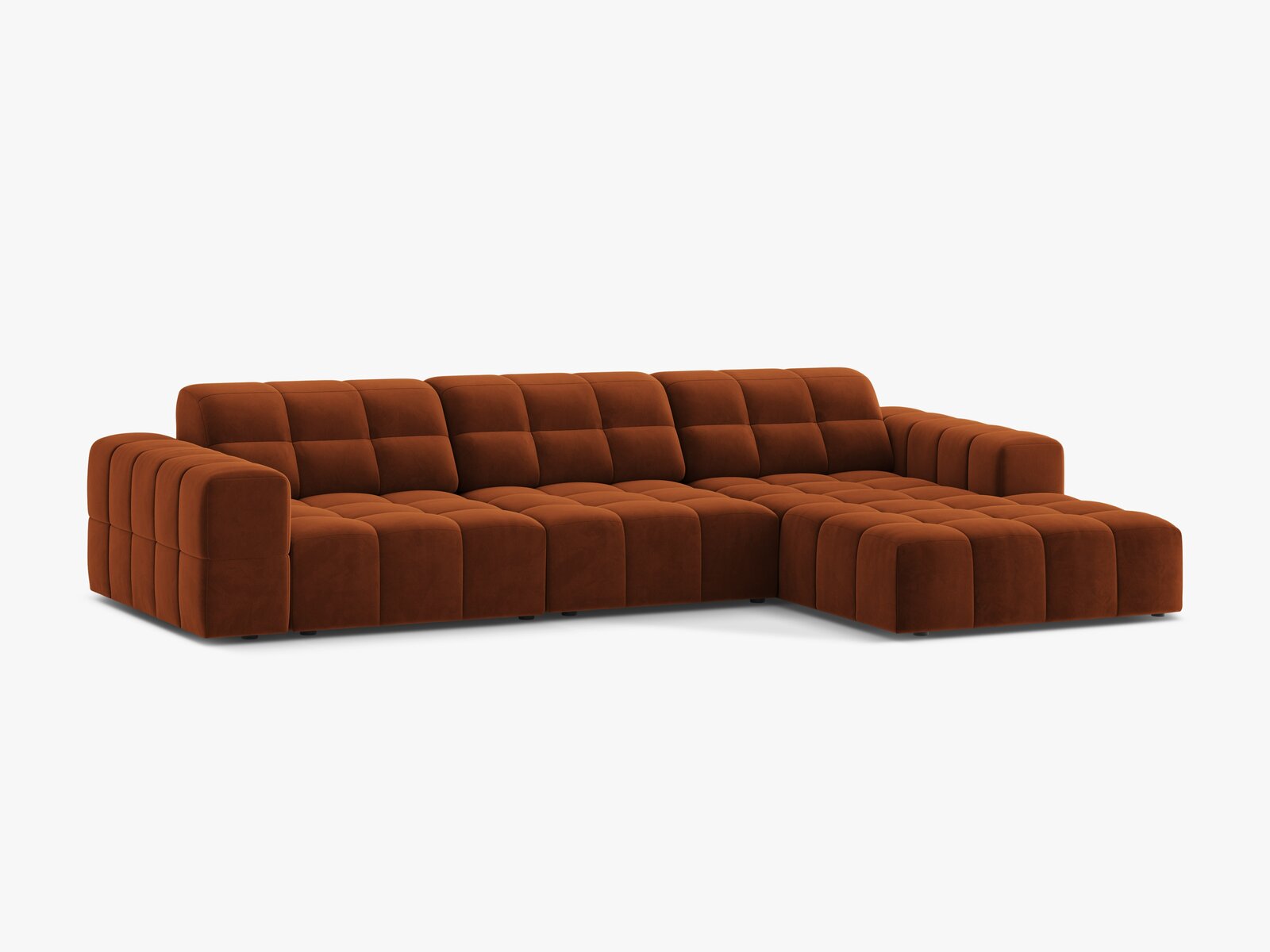 Micadoni Ecksofa Jennifer 4-Sitzer Rechts Samt Bluvel Terrakotta
