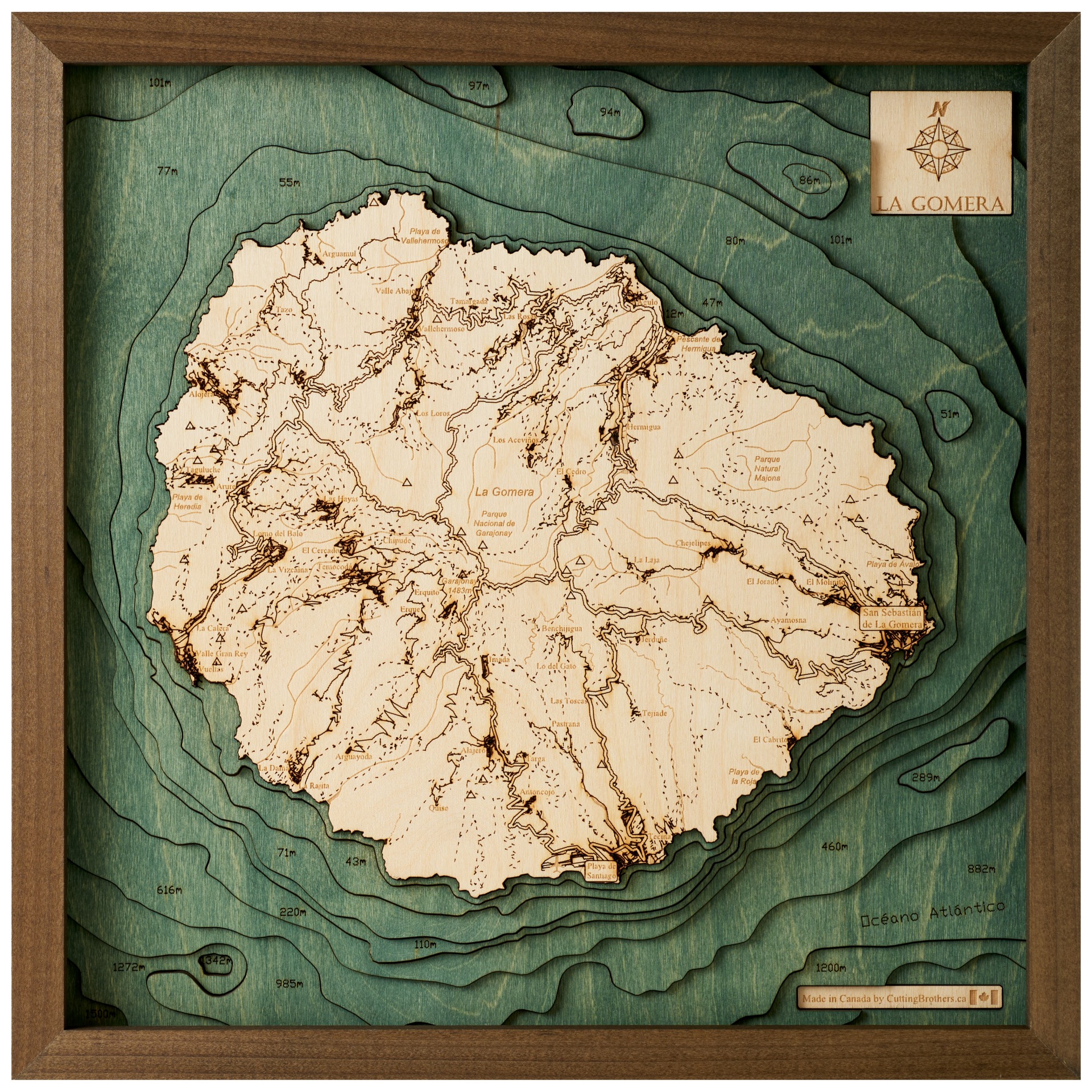 Cutting Brothers 3D Holz-Wandkarte La Gomera 35 x 35 moebelfaktor