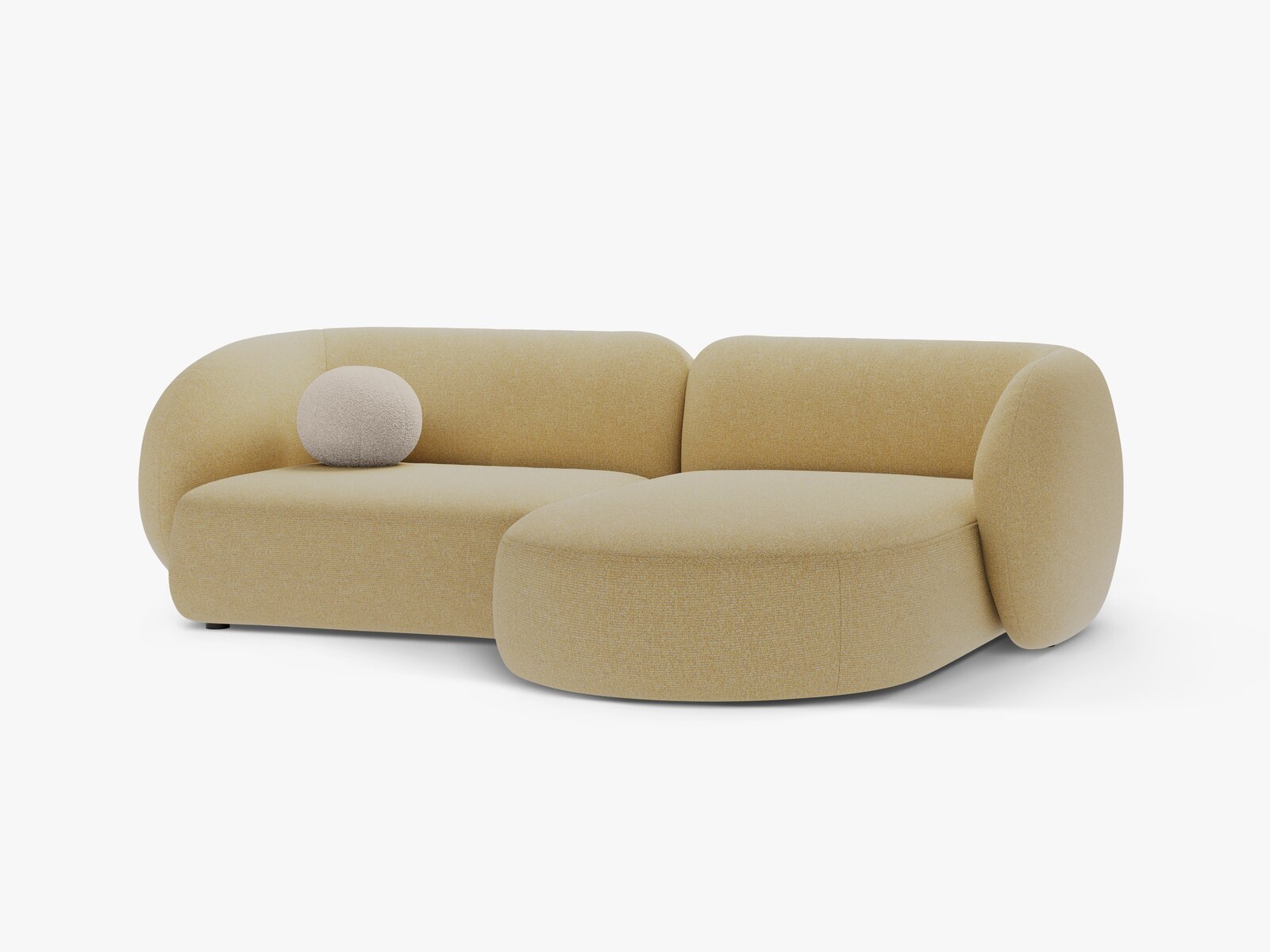 Micadoni Ecksofa Kate 2-Sitzer Rechts Strukturierter Stoff Sonnenblumen Melange
