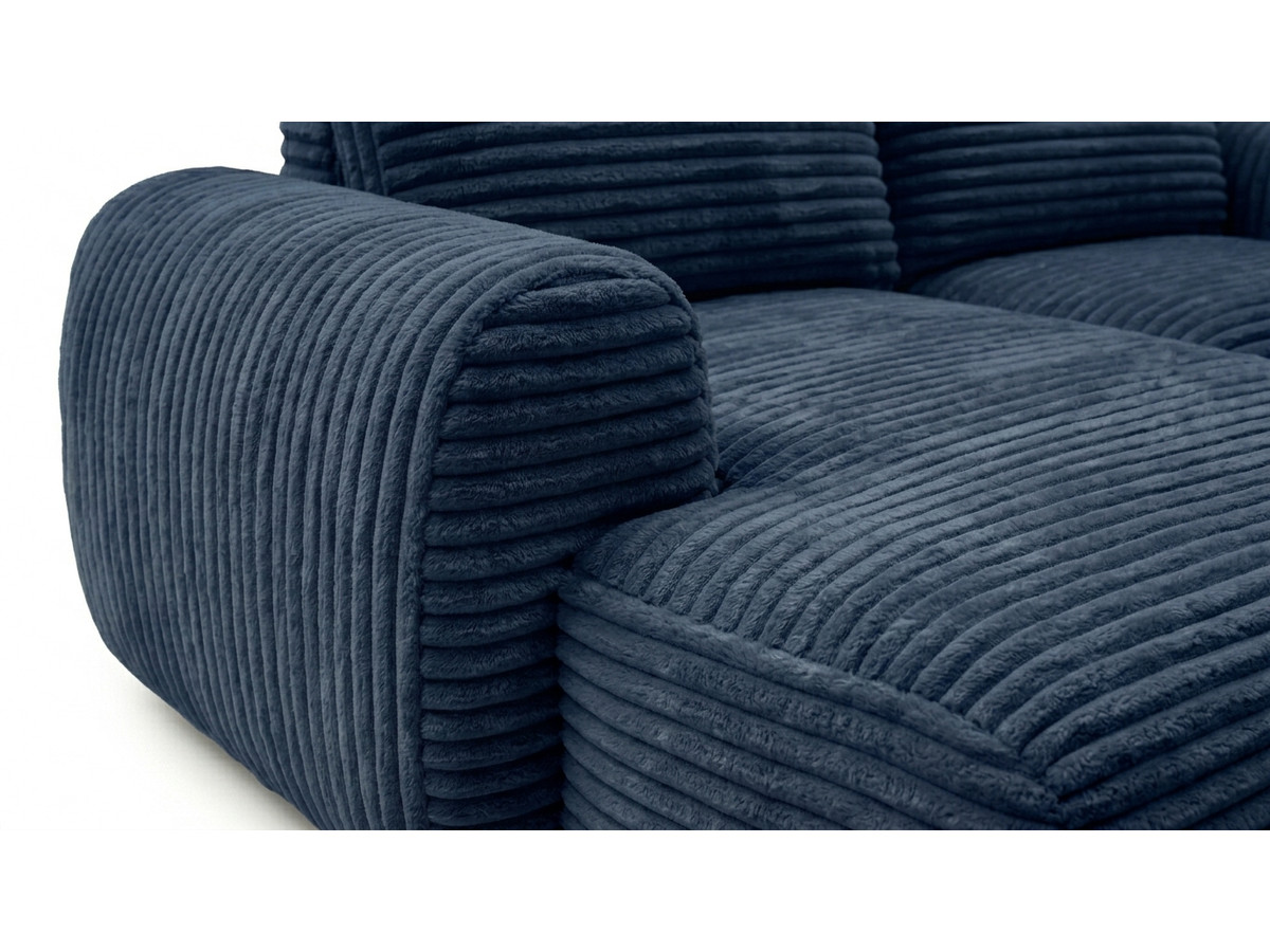 Bobochic Lucien Ecksofa mit Schlaffunktion und Bettkasten Breitcord weich Dunkelblau Ecke links