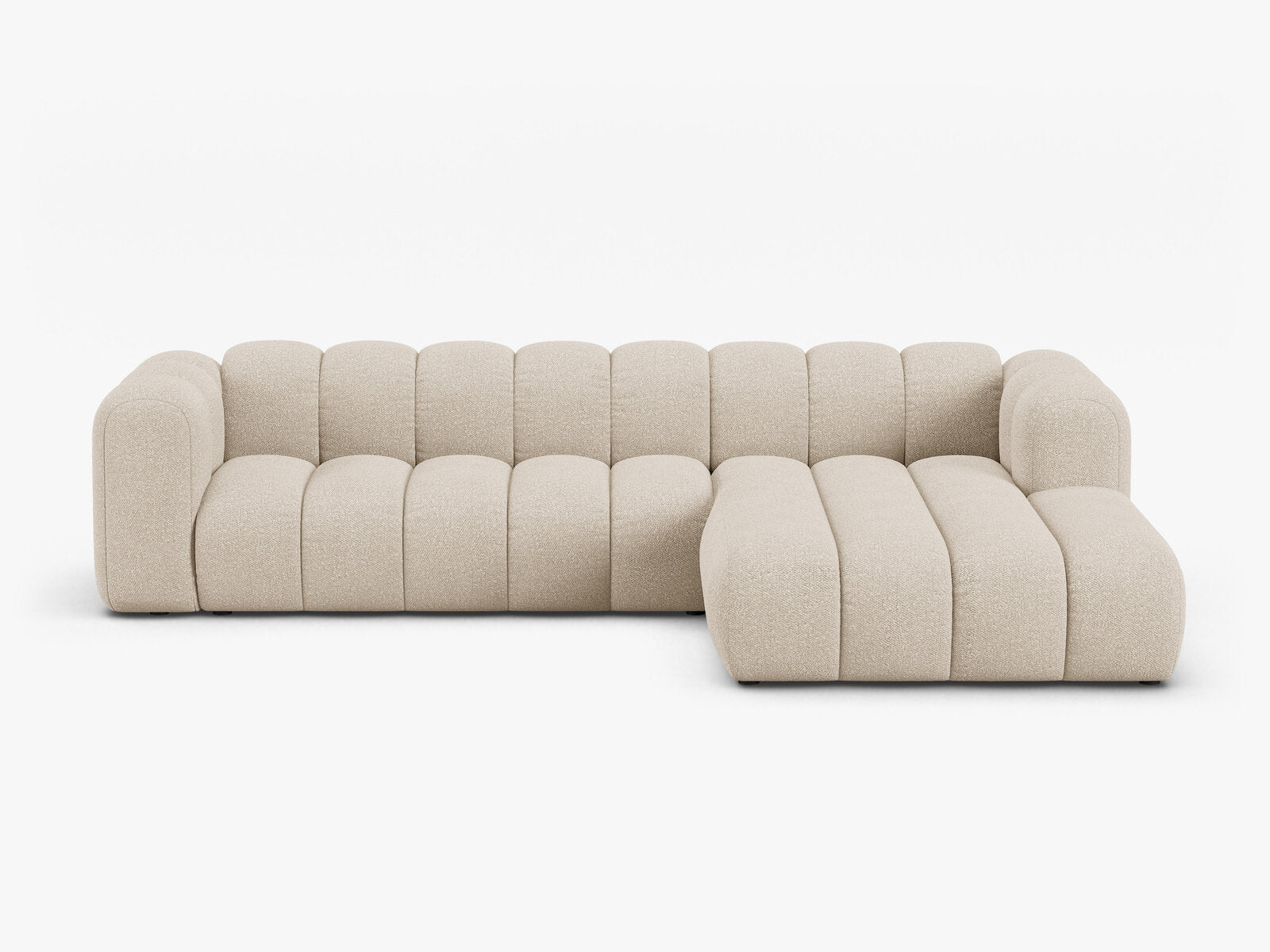 Micadoni Modulares Ecksofa Lupine 4-Sitzer Rechts Boucle Baloo Beige