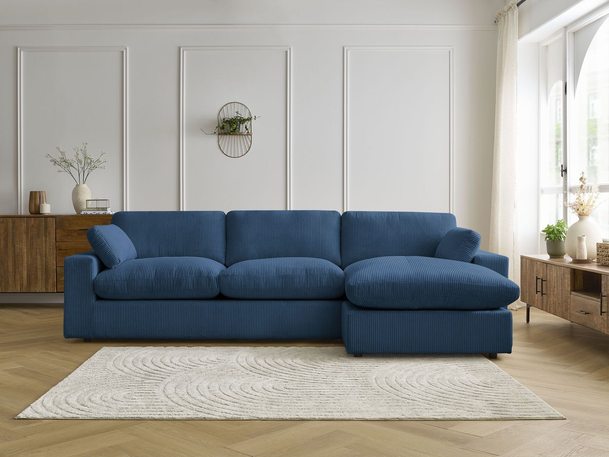 Bobochic Belair Ecksofa 280 × 139 cm Cordsamt Dunkelblau