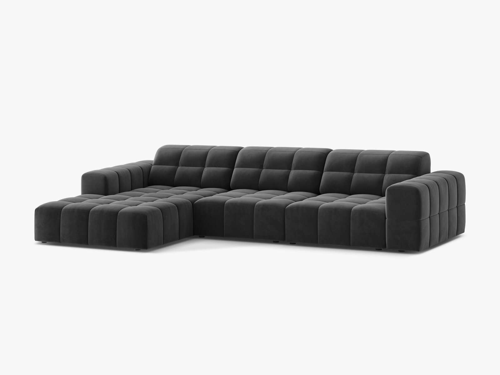 Micadoni Ecksofa Jennifer 4-Sitzer Links Samt Venus Grau