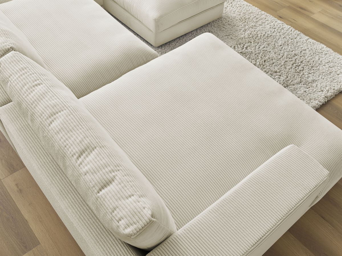 Bobochic Leonard Wohnlandschaft mit Pouf 404 × 159 cm Cordsamt Beige