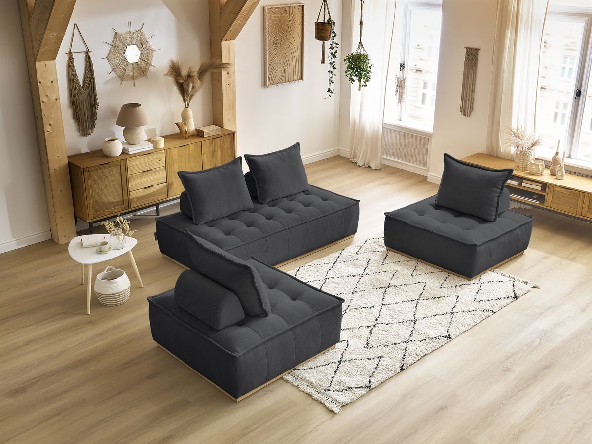 Bobochic Elisa Ecksofa Strukturstoff Dunkelgrau
