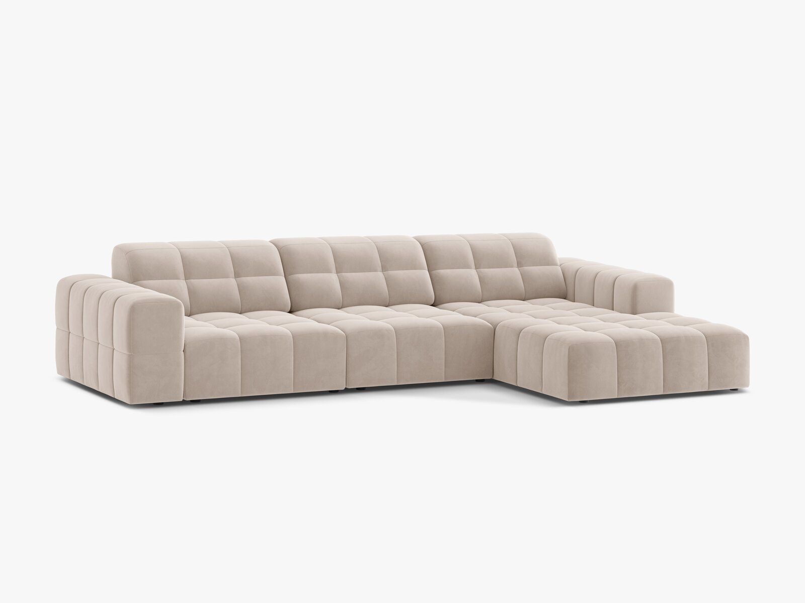Micadoni Ecksofa Jennifer 4-Sitzer Rechts Samt Venus Helles Beige