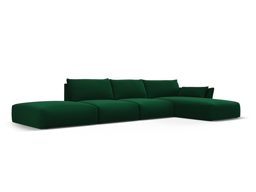 Cosmopolitan Design Ecksofa Matera 5-Sitzer offen Samt Salvador Flaschengrün Rechts