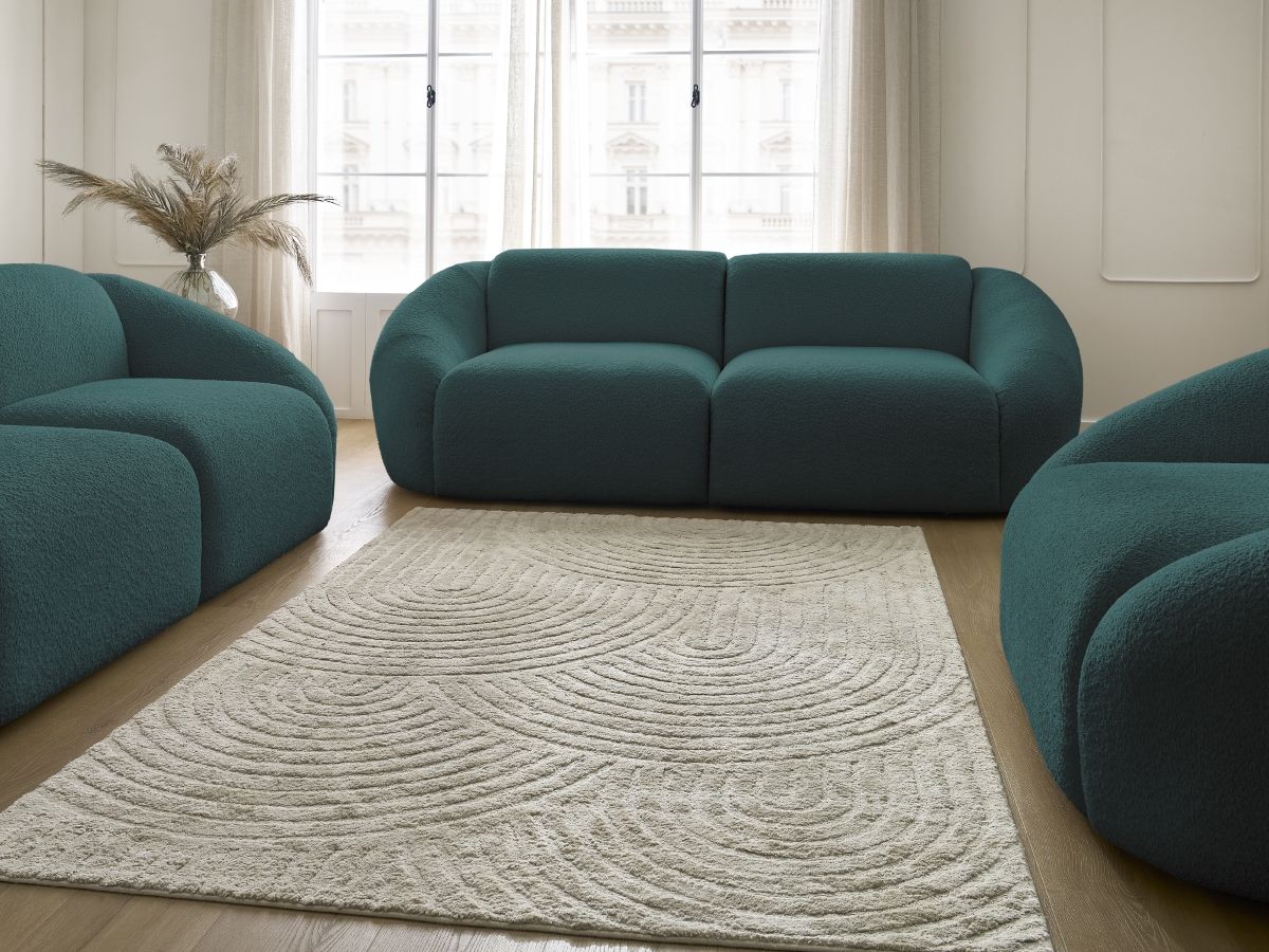 Bobochic Tina Sofa 6-Sitzer Bouclé-Stoff Hellblau