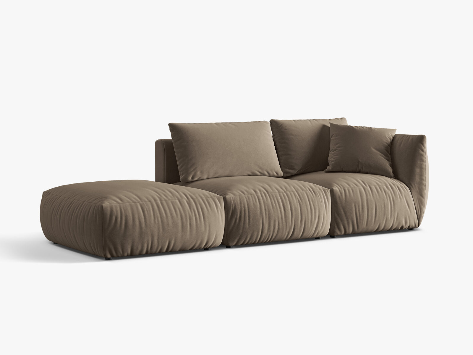 Micadoni Modulares Sofa Chris 3-Sitzer Links Samt Hellbraun