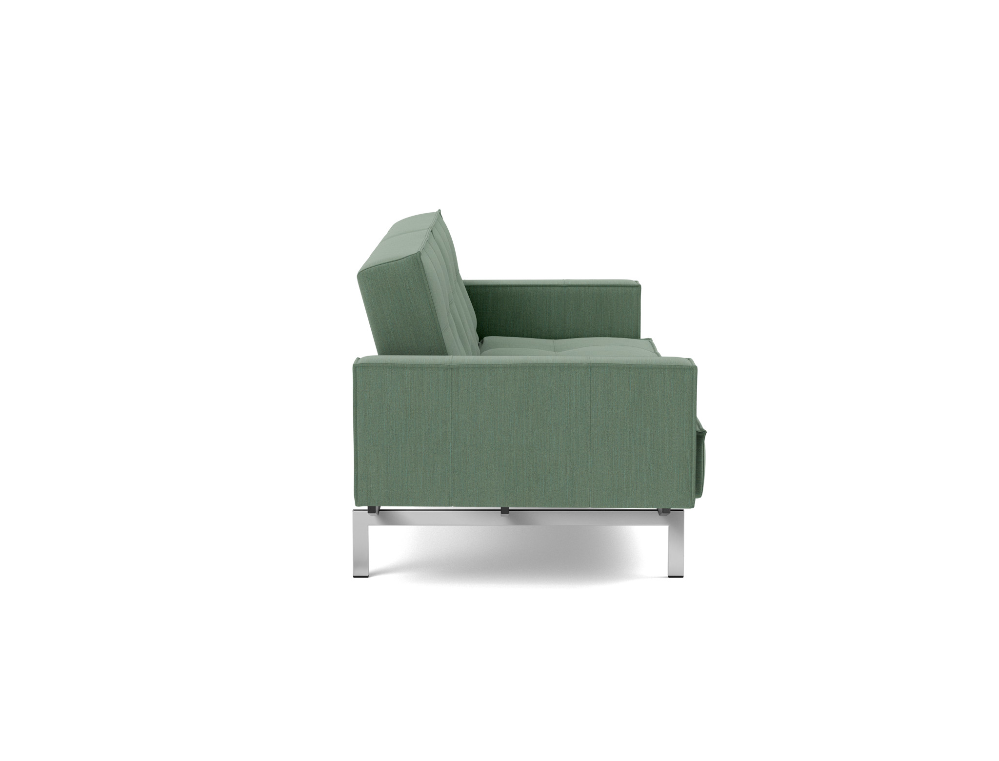Schlafsofa Splitback mit Armlehnen Flachgewebe Elegance 518-Green Beine Chrom