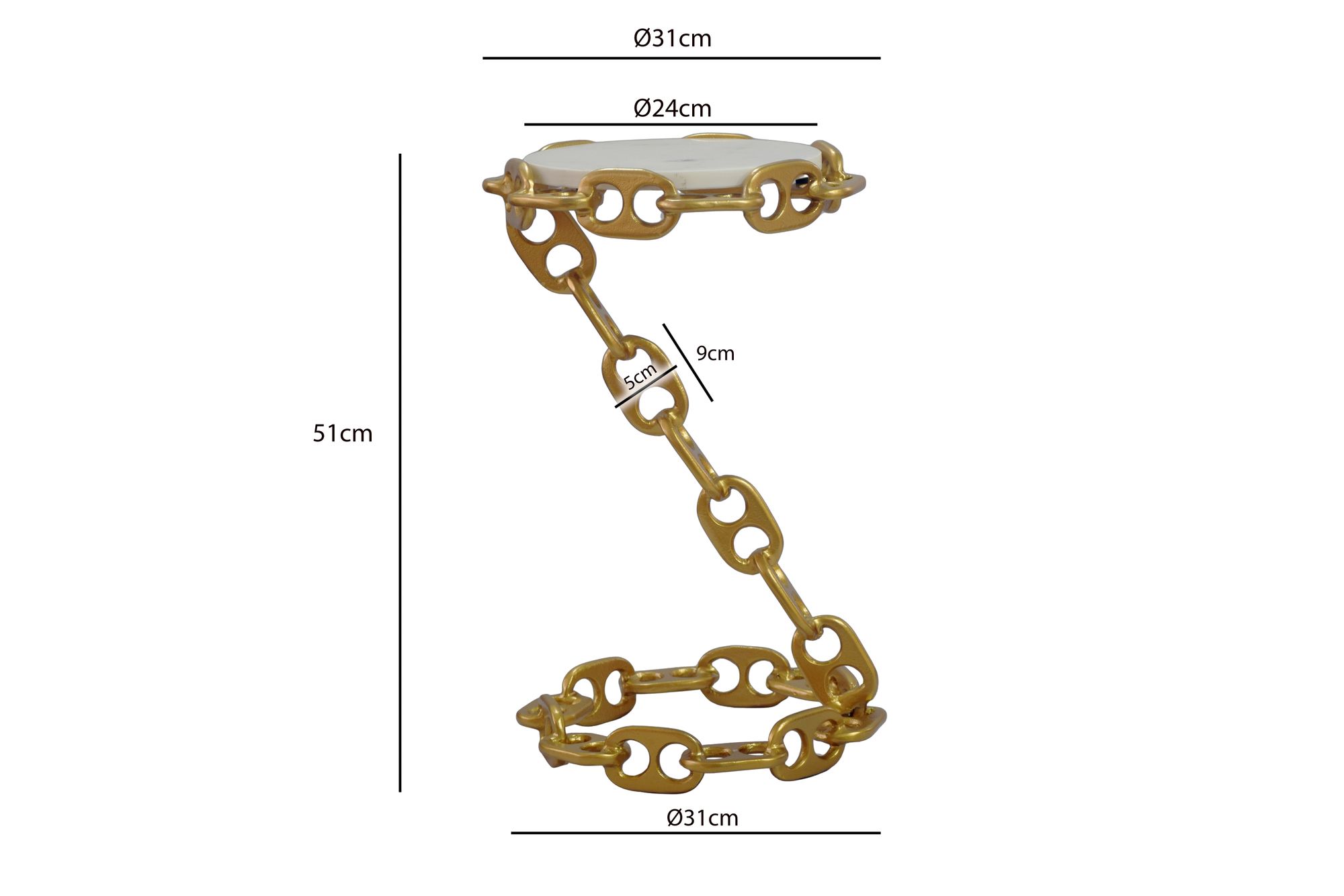 Beistelltisch Lundo Marmor Gold Ø 31 cm