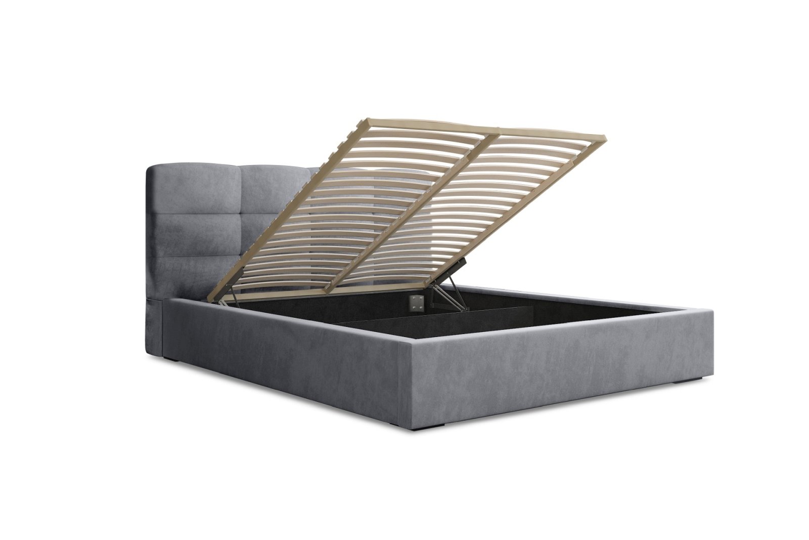 Polsterbett Navo Samtstoff 180x200 mit Holzrahmen Macau Ash