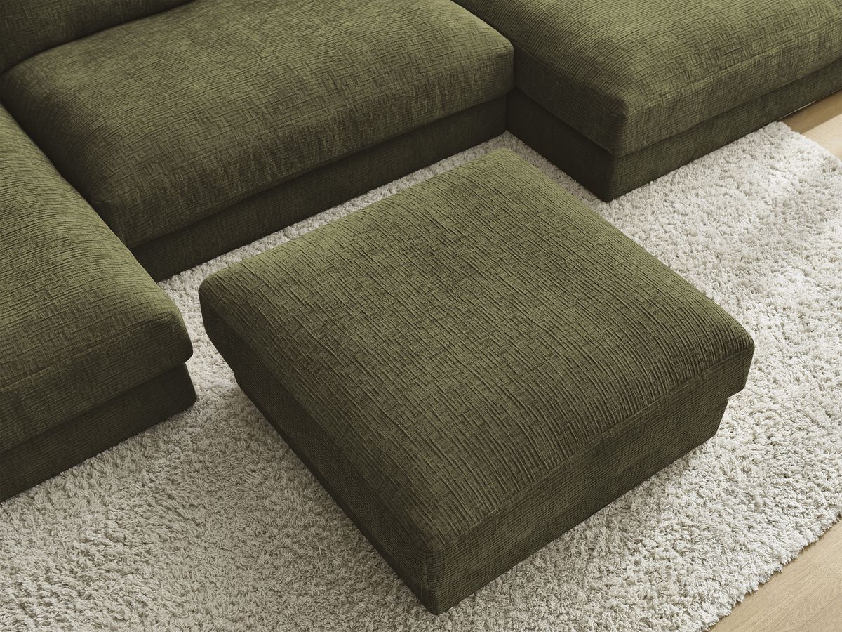 Bobochic Leonard Wohnlandschaft mit Pouf 404 × 159 cm Strukturstoff Grün