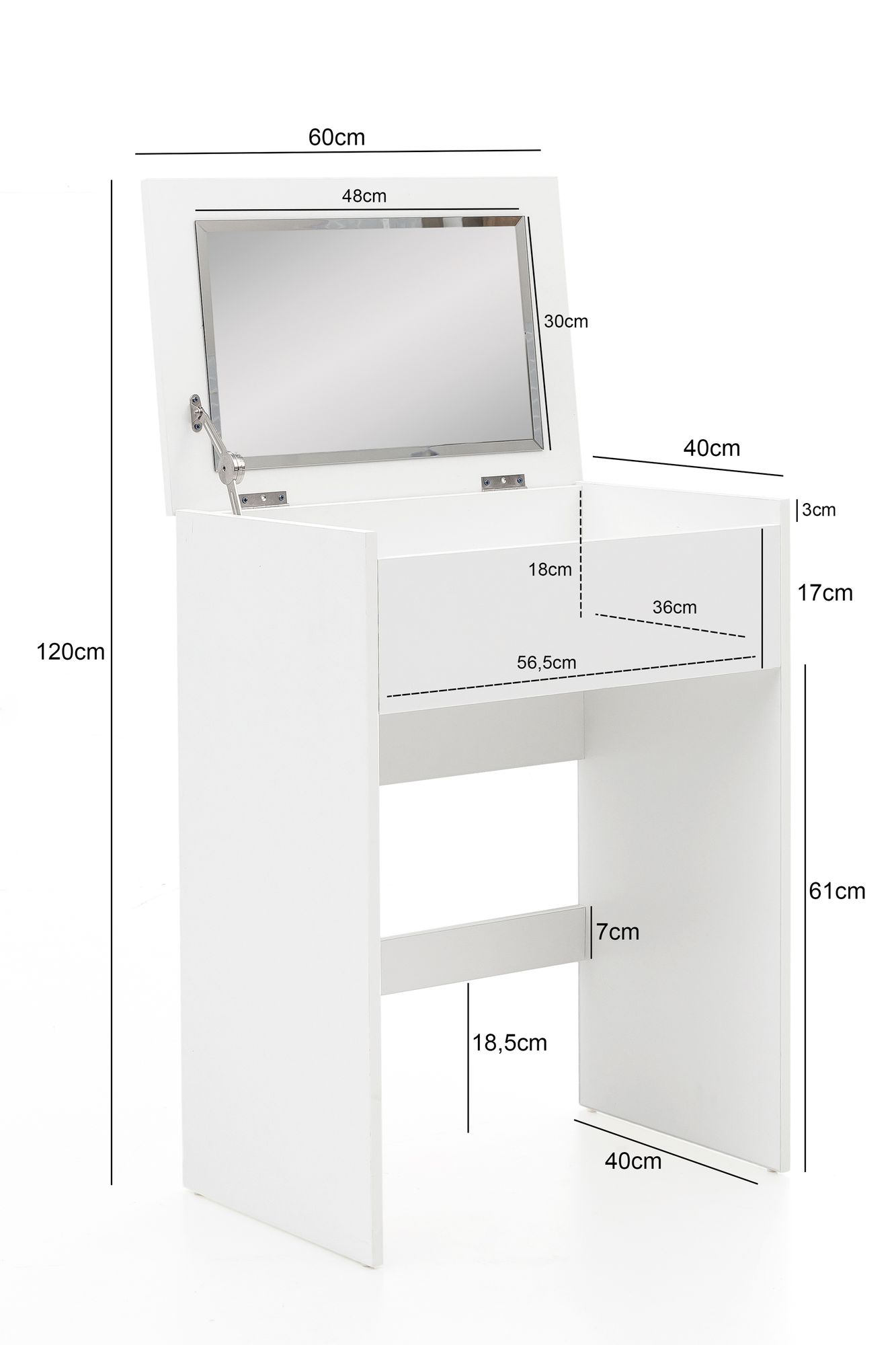 Schminktisch Hjallerup Weiß 60 × 40 × 81 cm