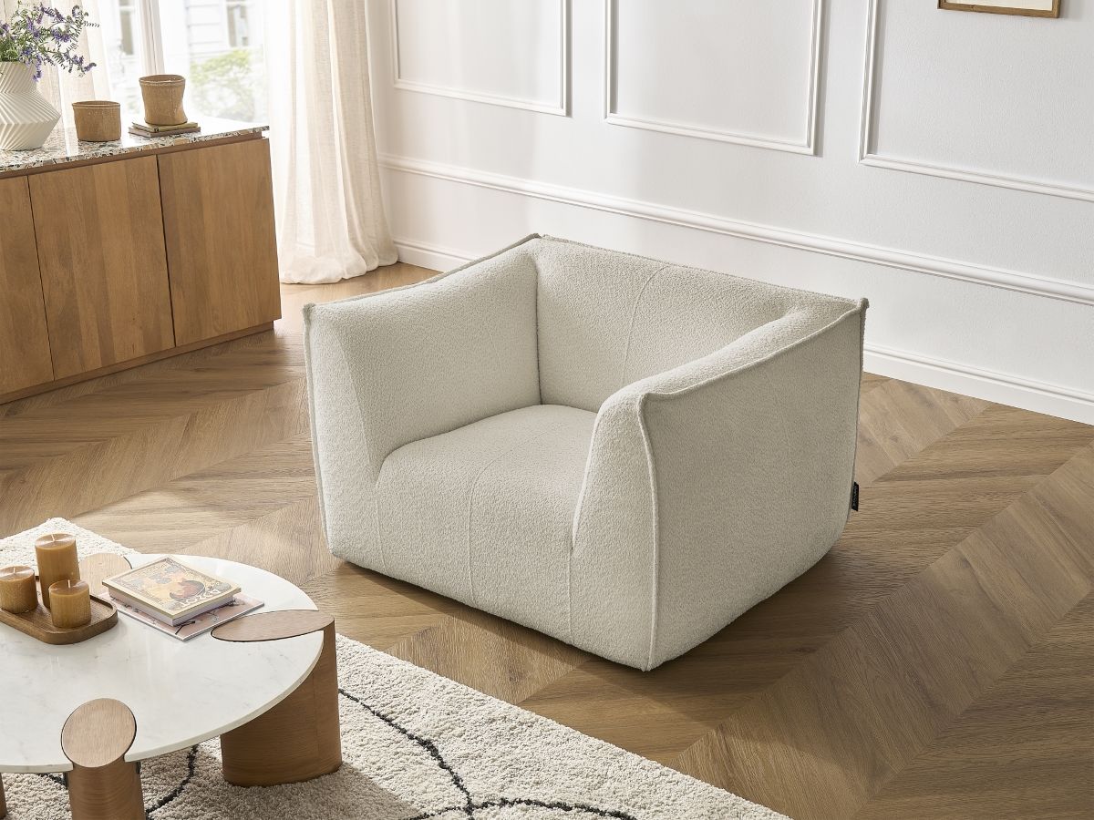 Bobochic Giorgia Sessel Bouclé-Stoff Beige
