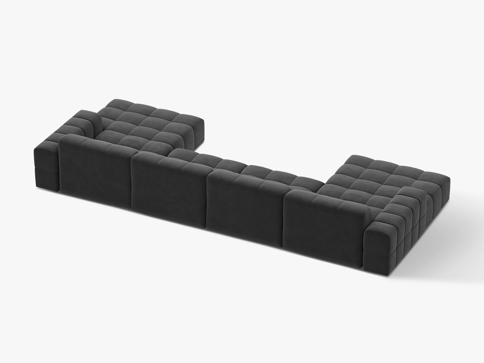 Micadoni Panorama Sofa Jennifer 6-Sitzer Samt Venus Grau
