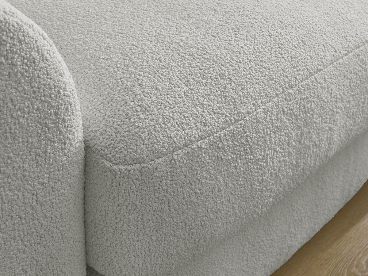 Bobochic Leonore Sofa 3-Sitzer mit Pouf Bouclé-Stoff Hellgrau