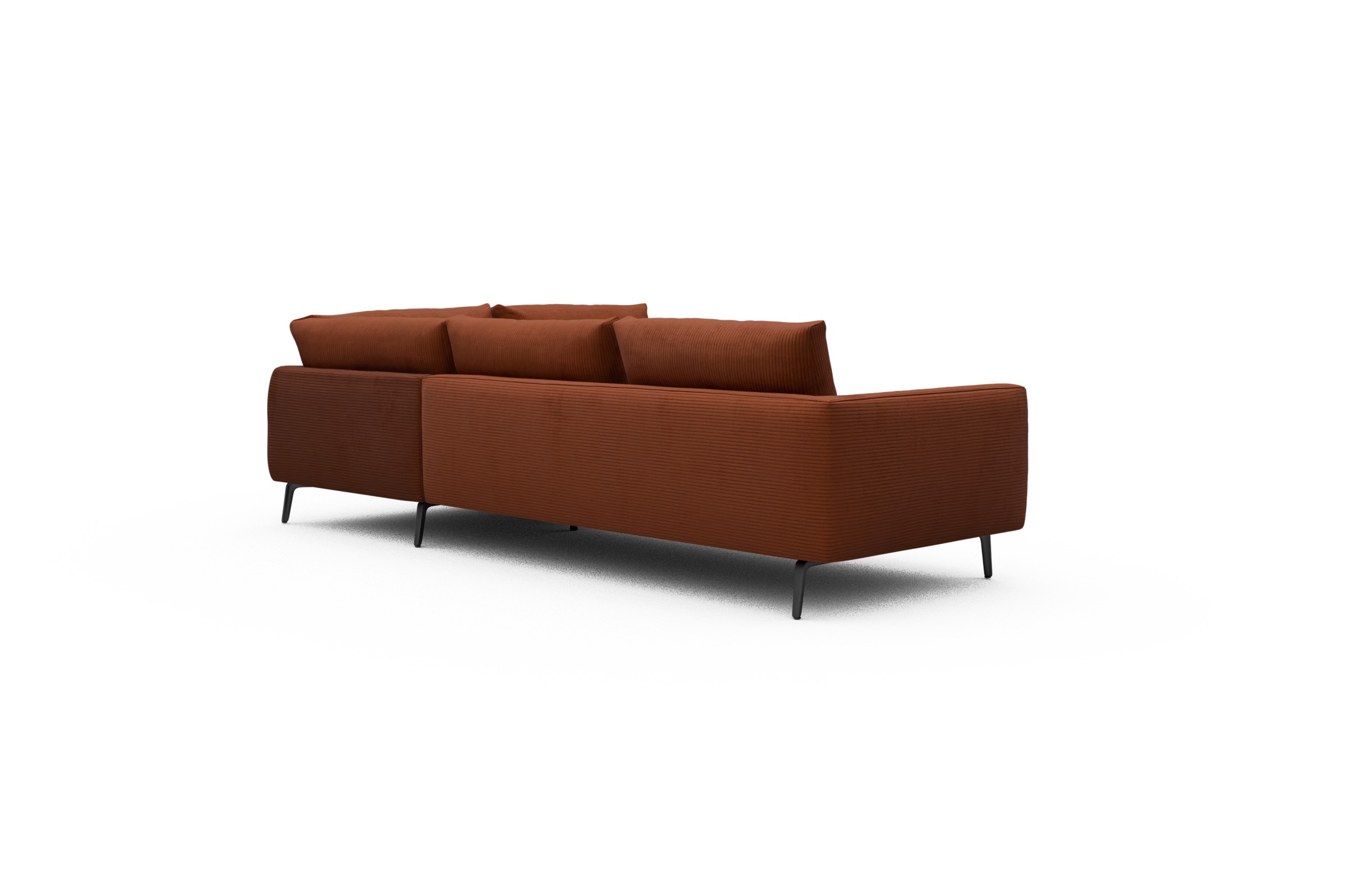 Ecksofa Karl Relax-Ecke rechts mit 2,5-Sitzer Corduroy-Burnt-Orange