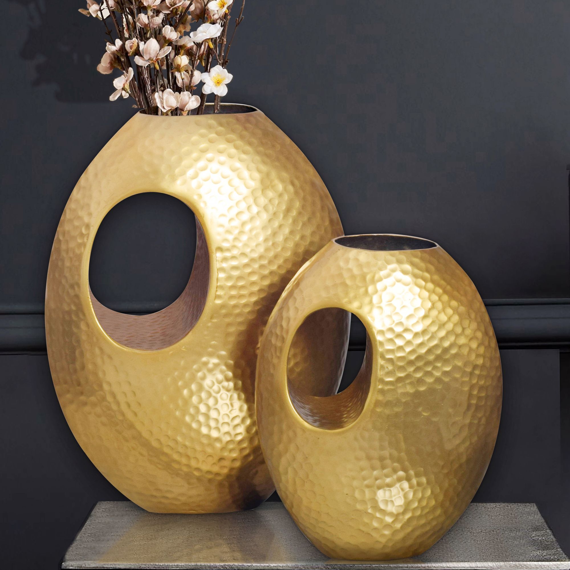 Tischvase Vikeland Aluminium Gold 29 × 17 × 39 cm