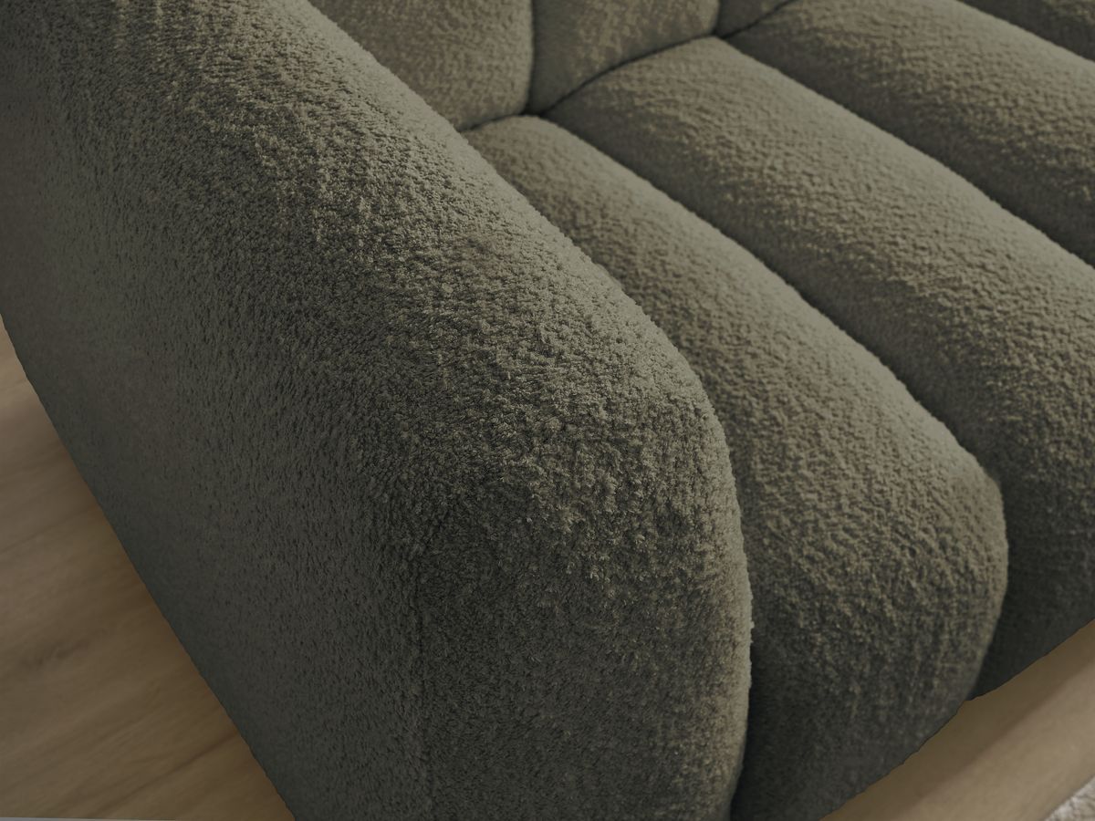 Bobochic Talia Ecksofa Bouclé-Stoff Grün Ecke rechts