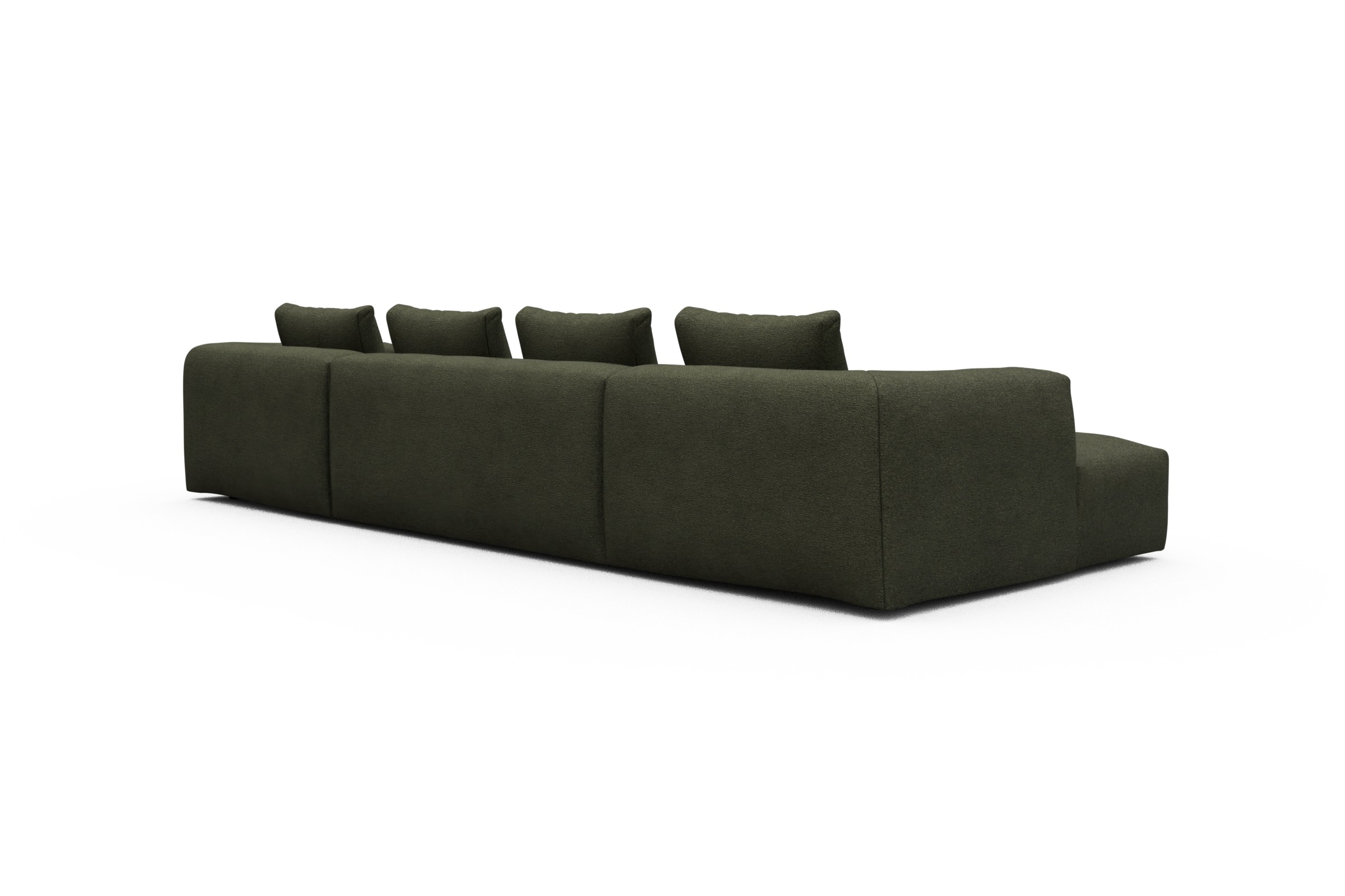 Wohnlandschaft Fred mit 2-Sitzer und Chaiselongue beidseitig Boucle-Forest-Green