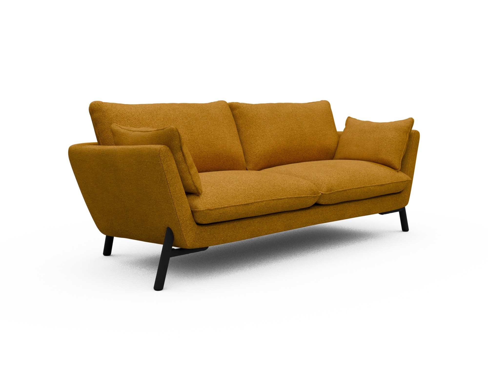 Skandi Home Sofa Emil 3-Sitzer Beinfarbe Eiche Schwarz Boucle-Ochre moebelfaktor