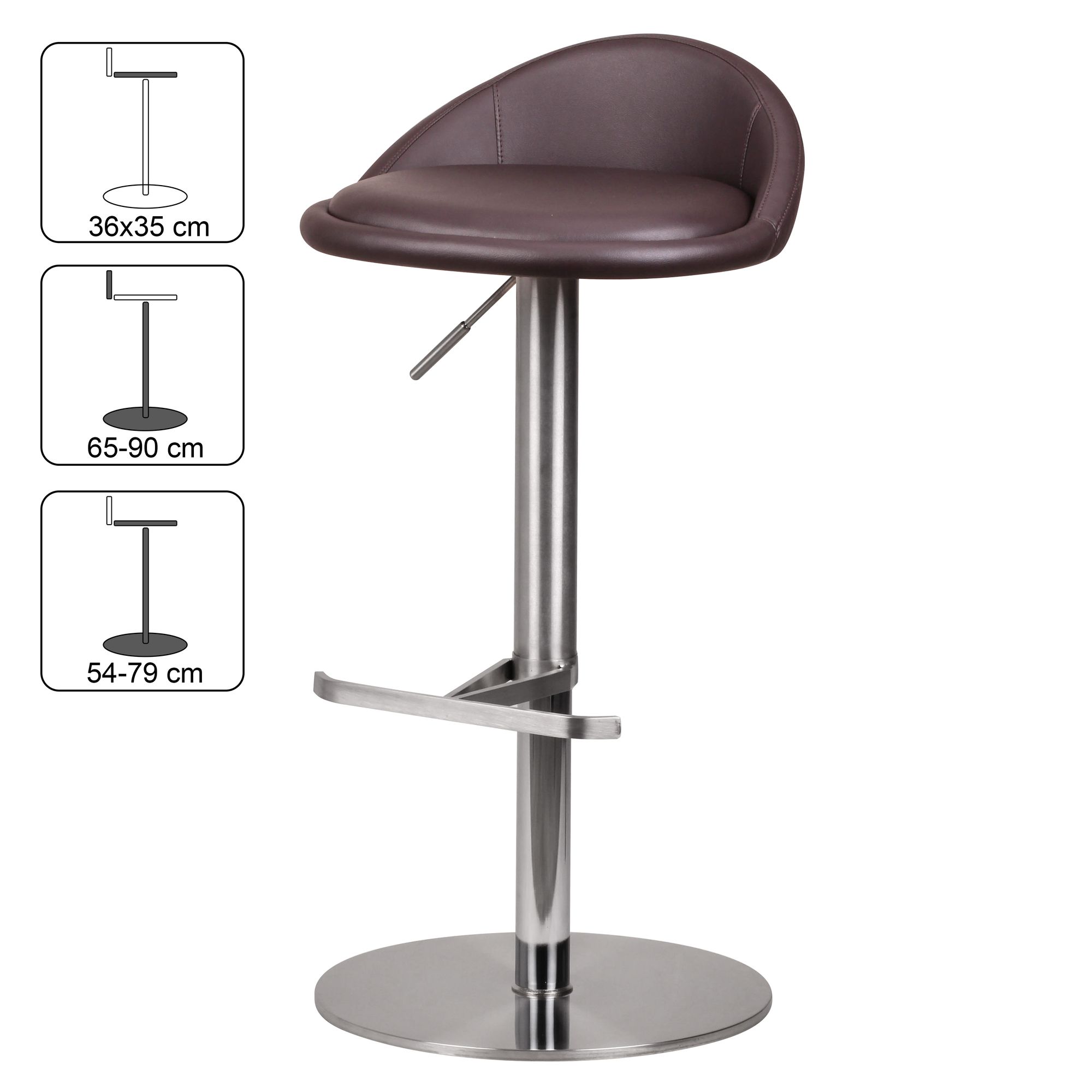Barhocker Vigra Metall Braun Ø 43 × H 90 cm