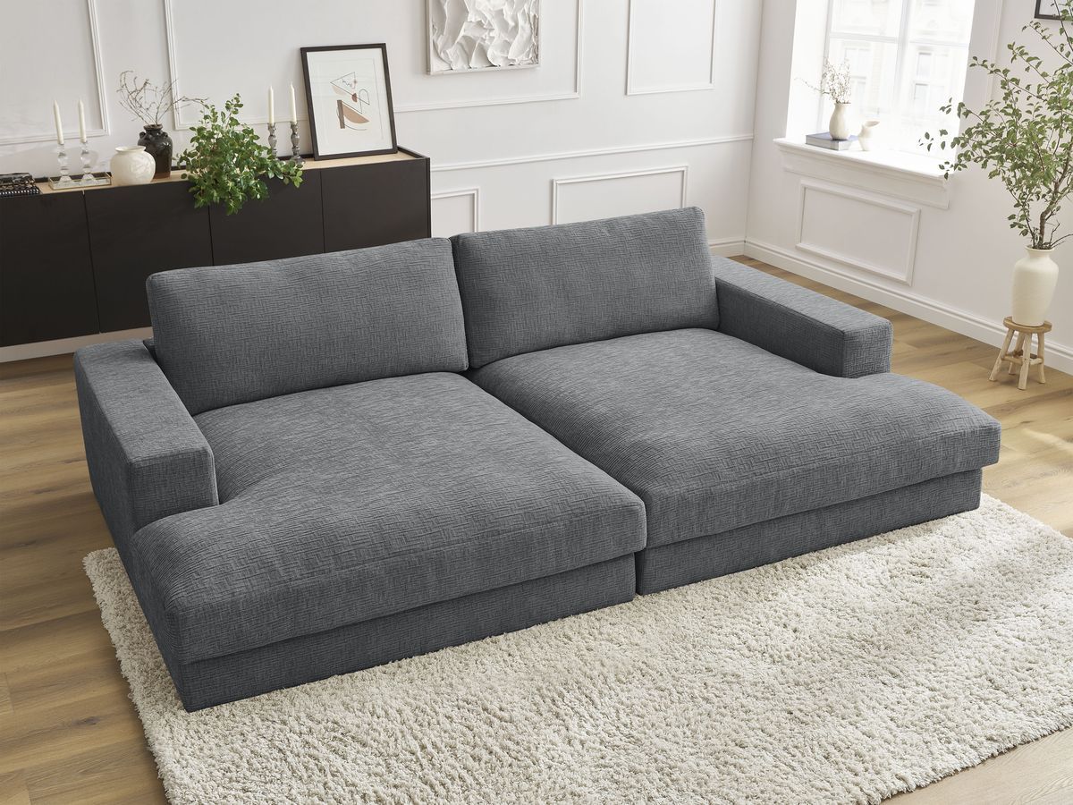 Bobochic Leonard Sofa 4-Sitzer 234 × 159 cm Strukturstoff Dunkelgrau