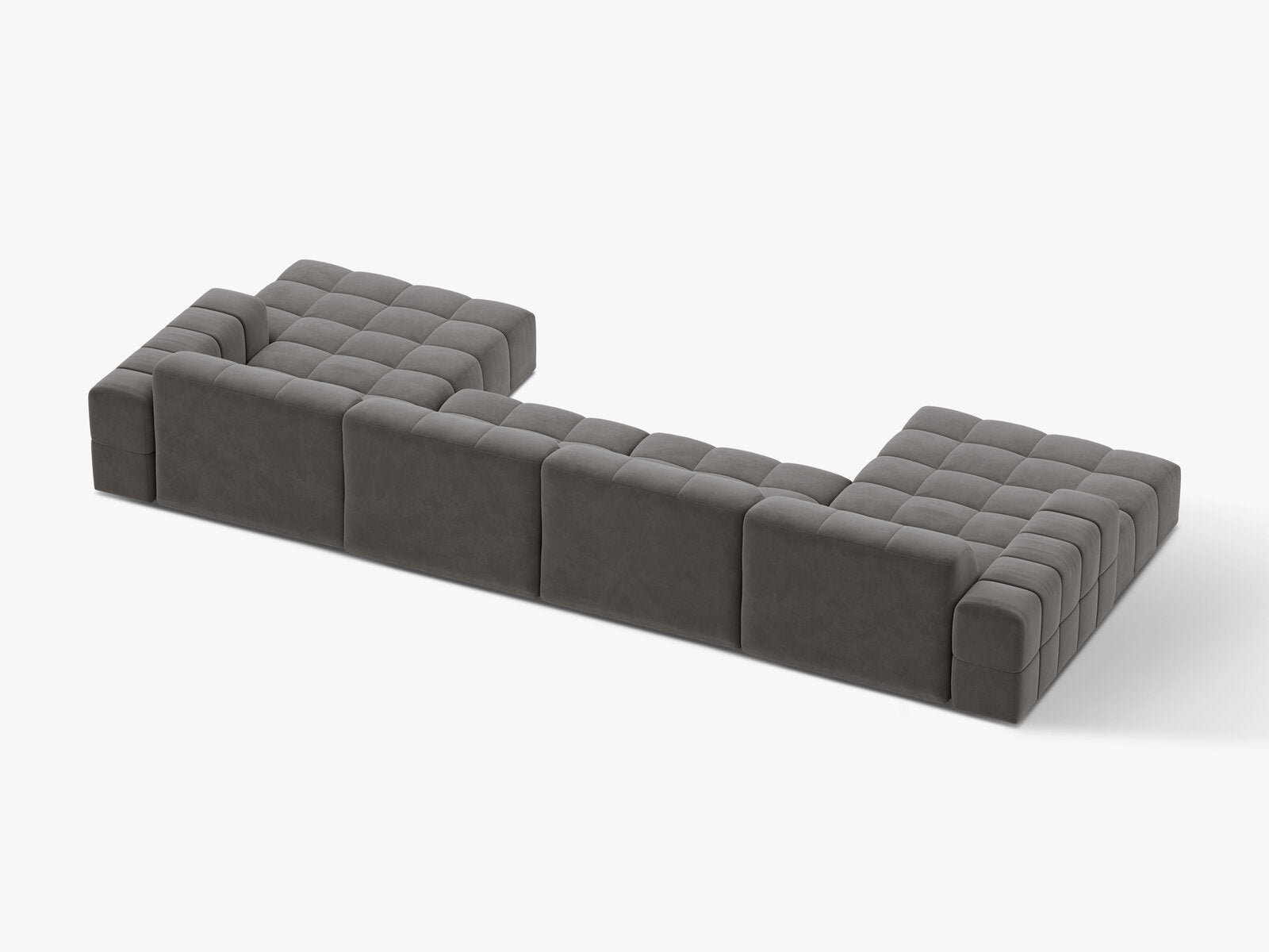 Micadoni Panorama Sofa Jennifer 6-Sitzer Samt Bluvel Hellgrau