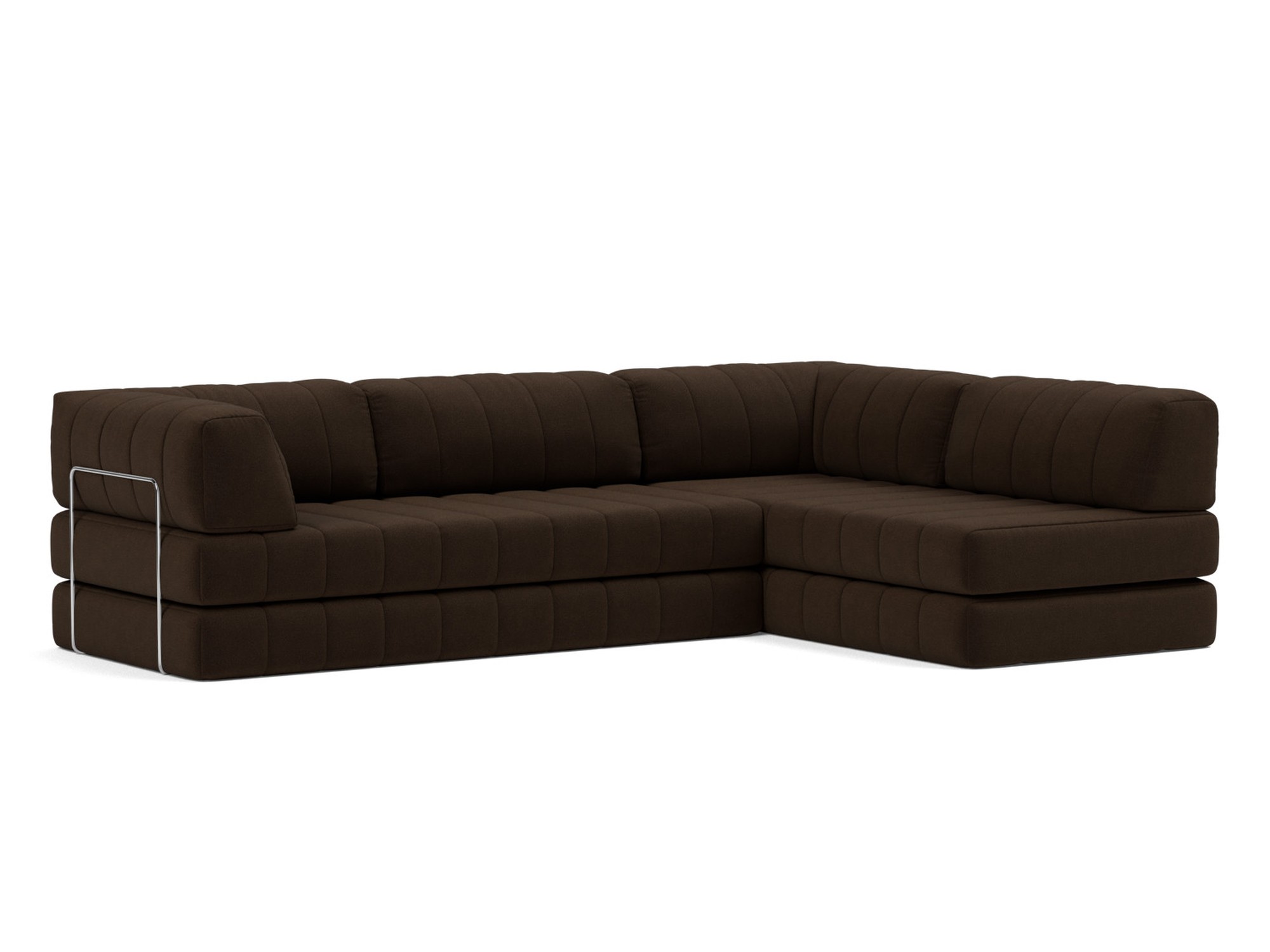 Eck-Schlafsofa CozyPad L-Form mit Armlehne Strukturierter Stoff Taura 358-Chocco
