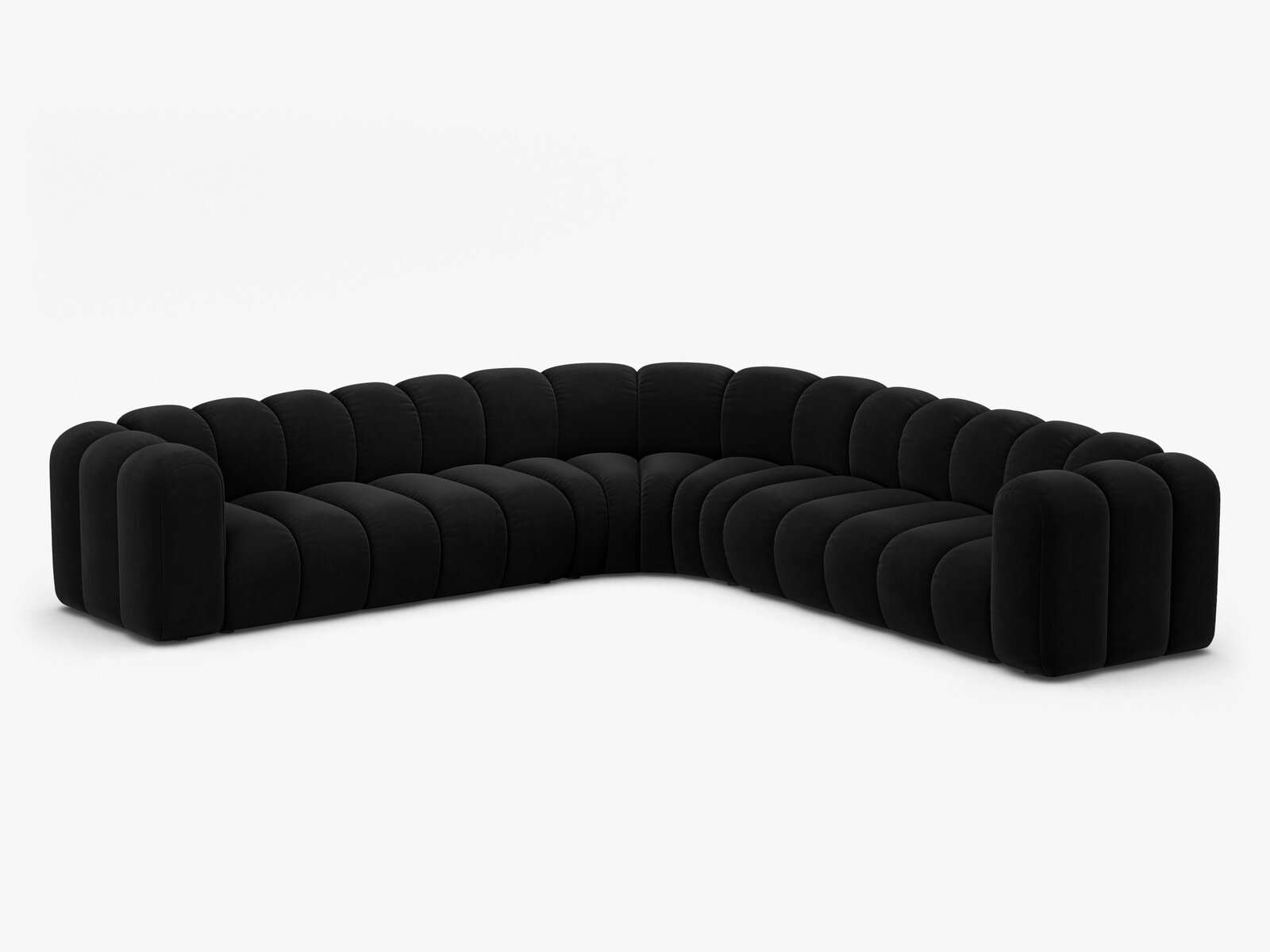 Micadoni symmetrisches Ecksofa Lupine 5-Sitzer  Samt Salvador Schwarz
