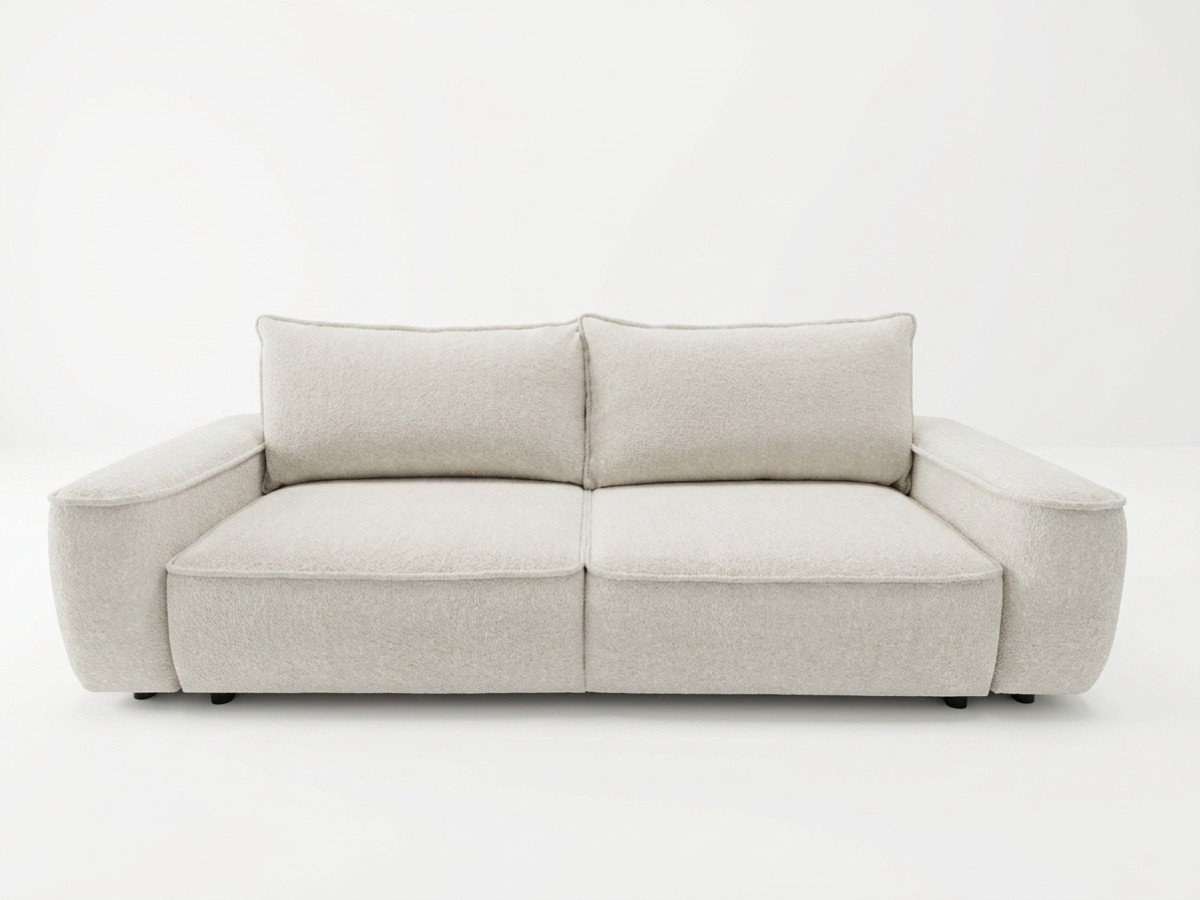 Bobochic Honore Schlafsofa 3-Sitzer mit Bettkasten Chenille Weiß
