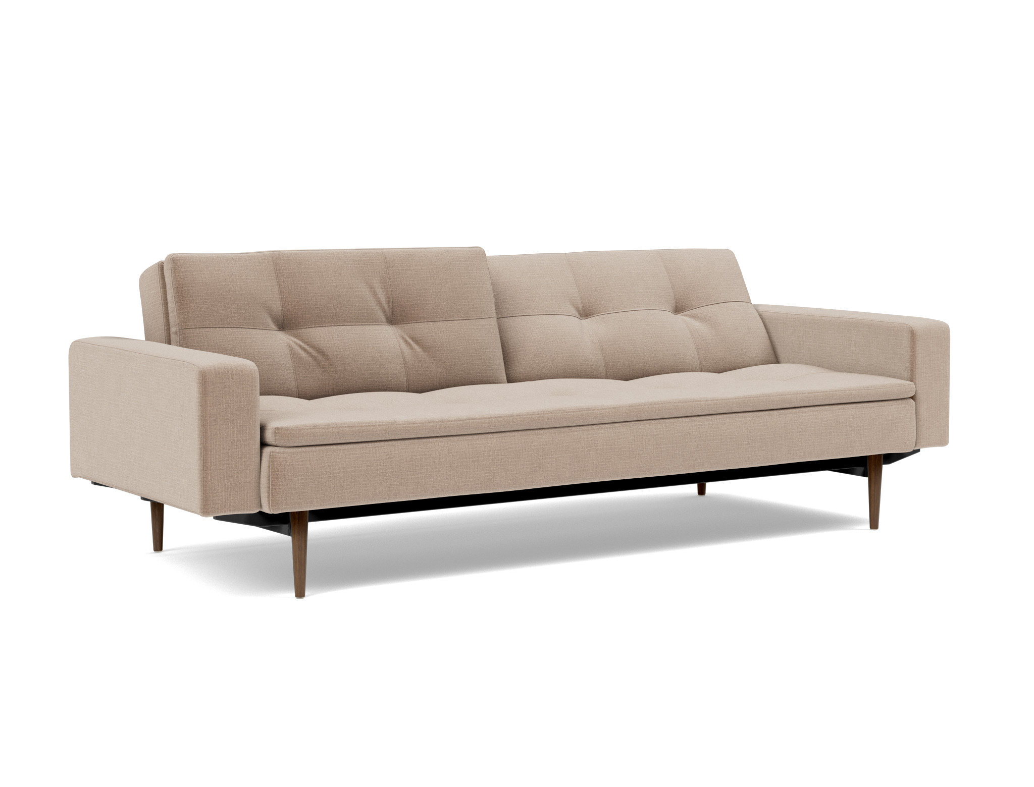 Schlafsofa Dublexo mit Armlehnen Chenille Esina 417-Mocha Beine Styletto Eiche dunkel