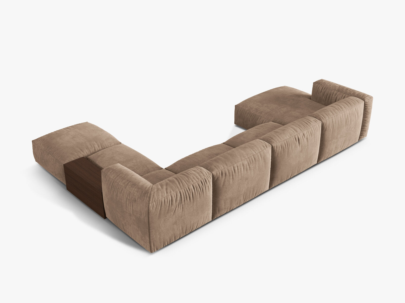 Micadoni Panorama-Ecksofa Martina 5-Sitzer Rechts Samt Dunkelbeige