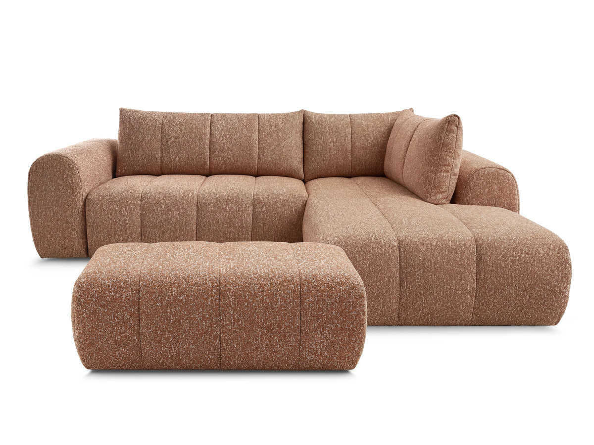 Bobochic Nesty Ecksofa in L-Form, 256 cm, mit Pouf Melange-Stoff Orange Ecke rechts