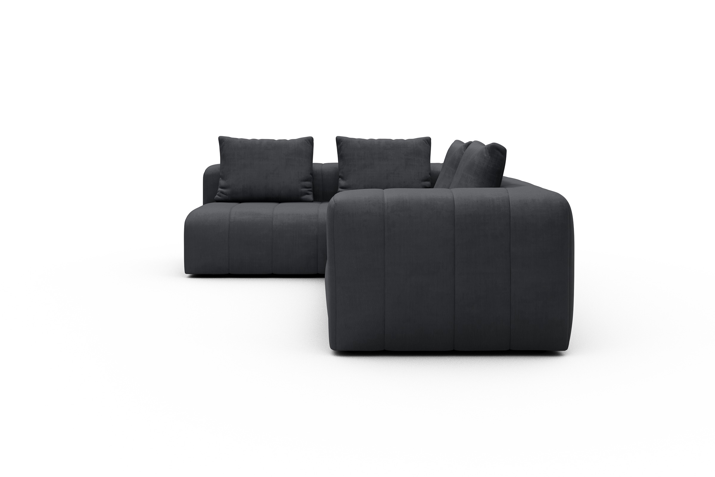 Ecksofa Hugo 2x 2,5-Sitzer Armlehne rechts Cordufine-Slate-Grey