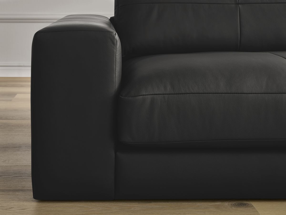 Bobochic Leonard Sofa 3-Sitzer 274 × 109 cm Leder Schwarz