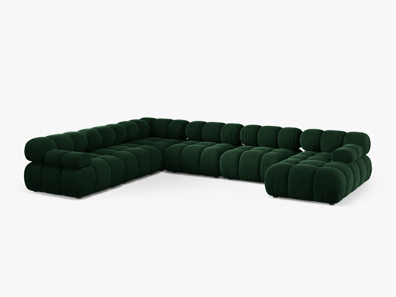 Micadoni Modulares Panorama Ecksofa Bellis 8-Sitzer Links Samt Bluvel Flaschengrün