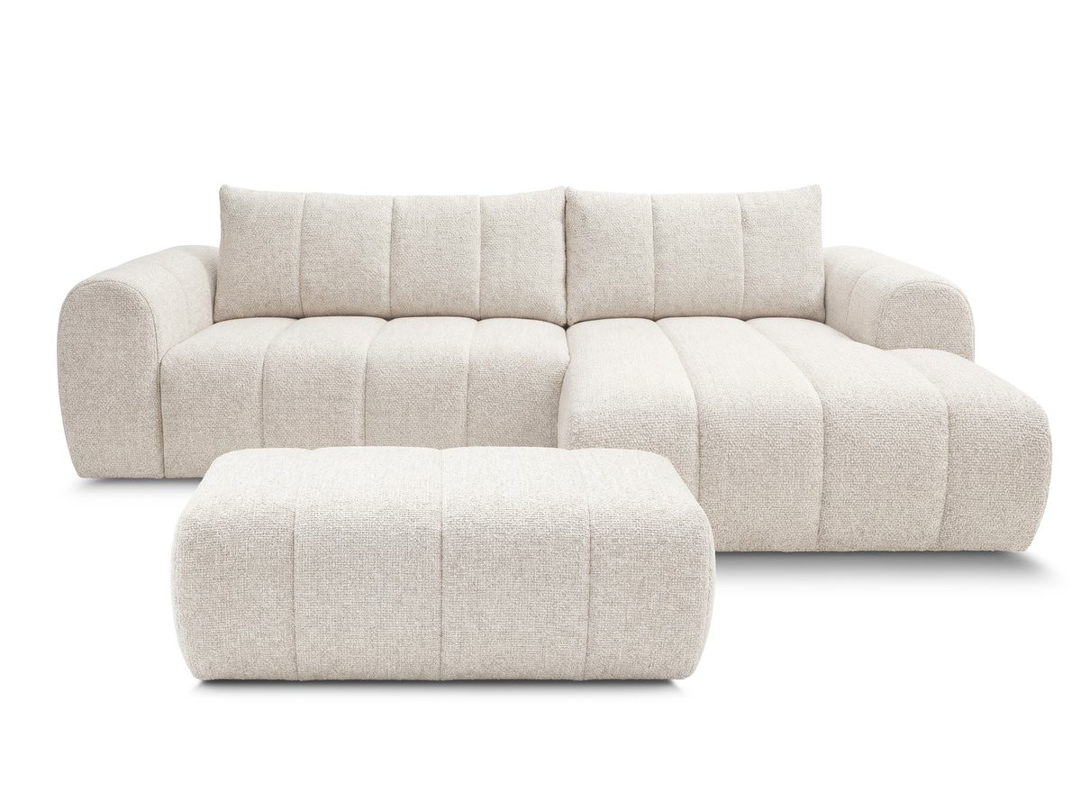 Bobochic Nesty Ecksofa 272 cm mit Pouf Melange-Stoff Beige Ecke rechts