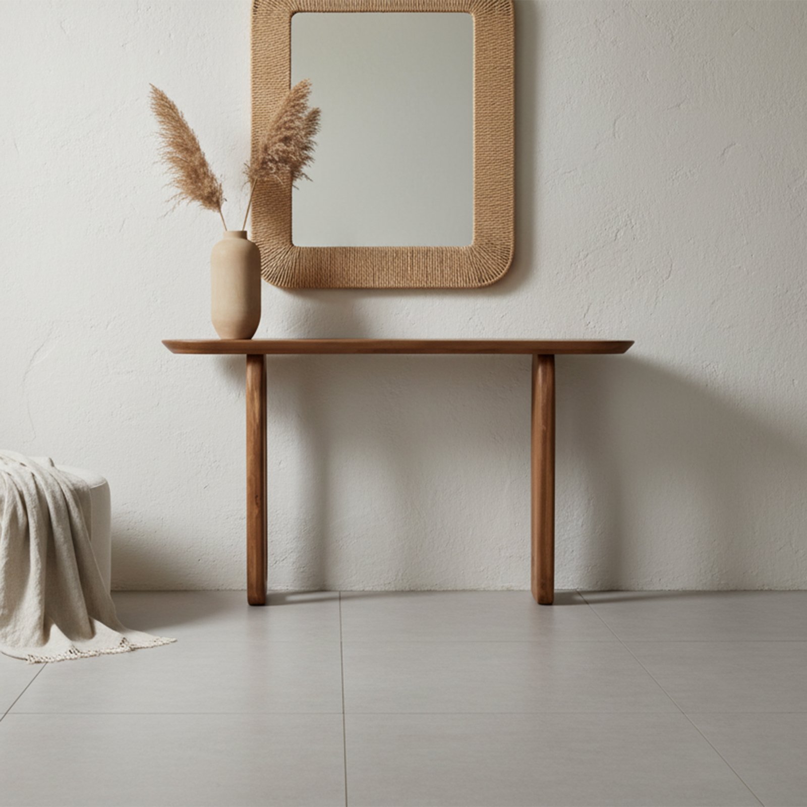 Raw Materials Bullnose Wandtisch aus Mangoholz braun 140x35x80cm