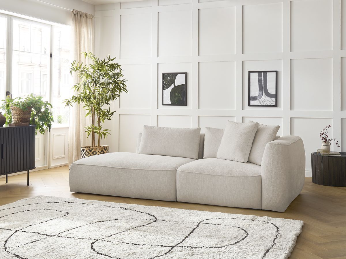 Bobochic Leopold Sofa 3-Sitzer Strukturstoff Beige Armlehne rechts