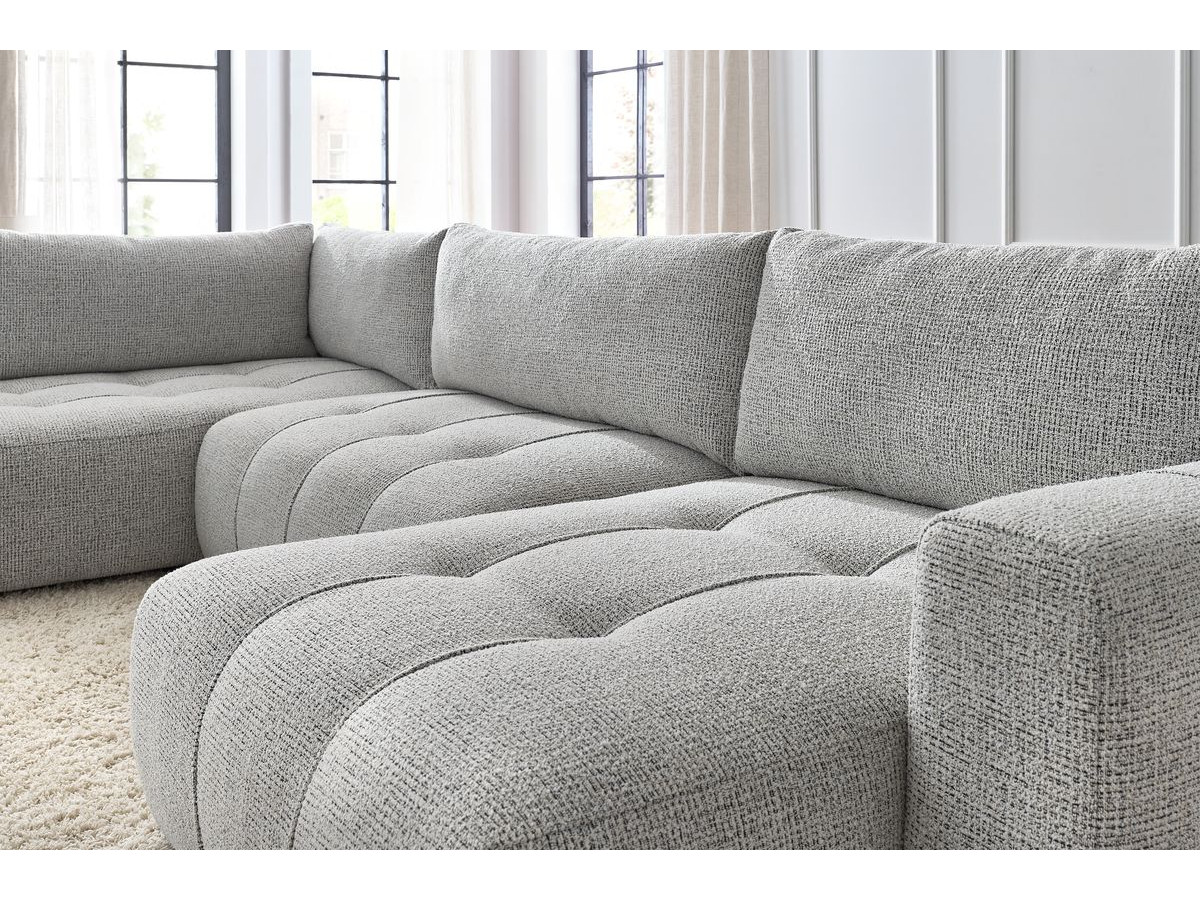 Bobochic Arsene Wohnlandschaft Melange-Stoff Hellgrau Ecke links
