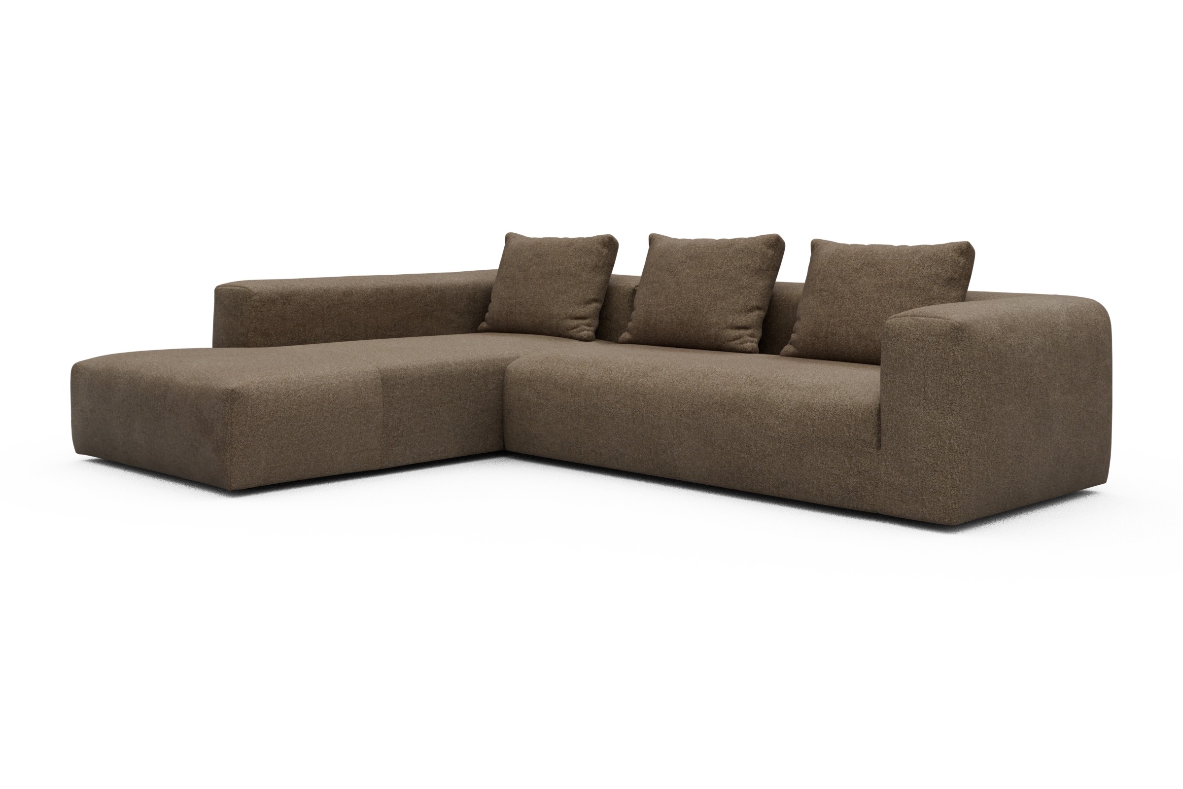 Ecksofa Fred Relax-Ecke links mit 2,5-Sitzer Aivi-Khaki-Brown