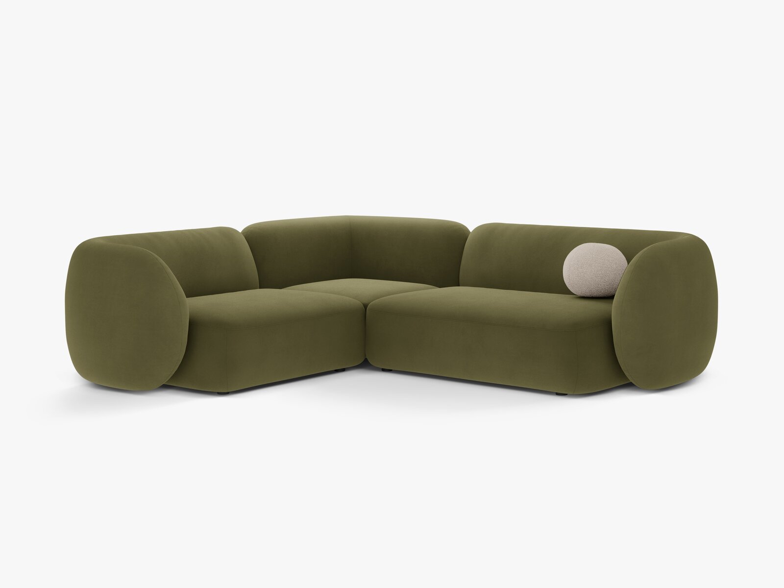Micadoni Ecksofa Kate 4-Sitzer Links Samt Grün